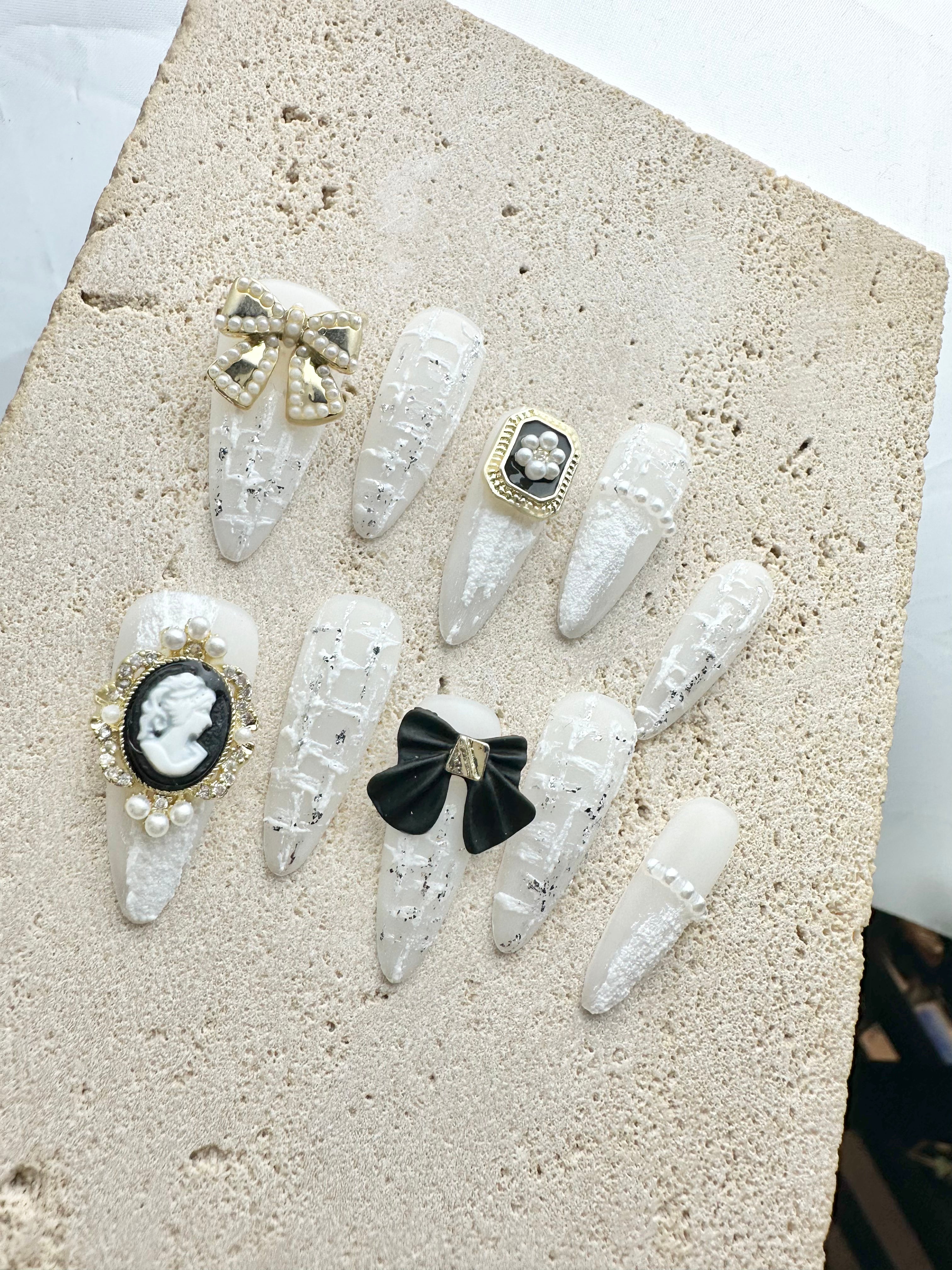 Luxury England Press On Nails- White