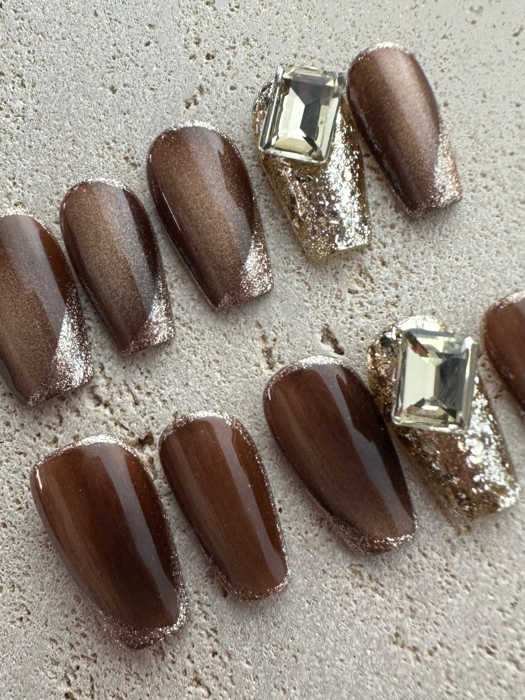 Shinny Mocha Press On Nails