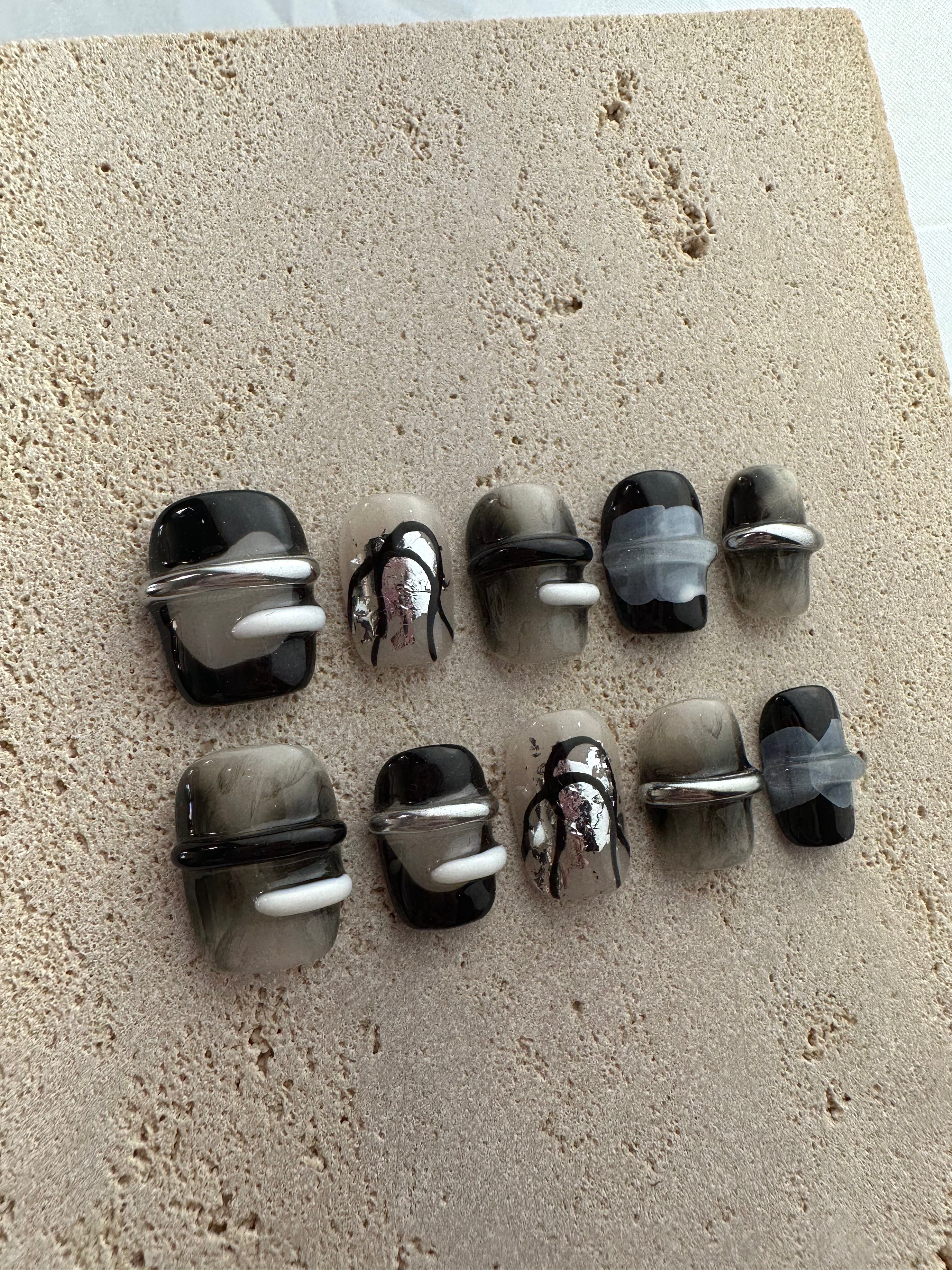 Abstract Chrome Press On Nails