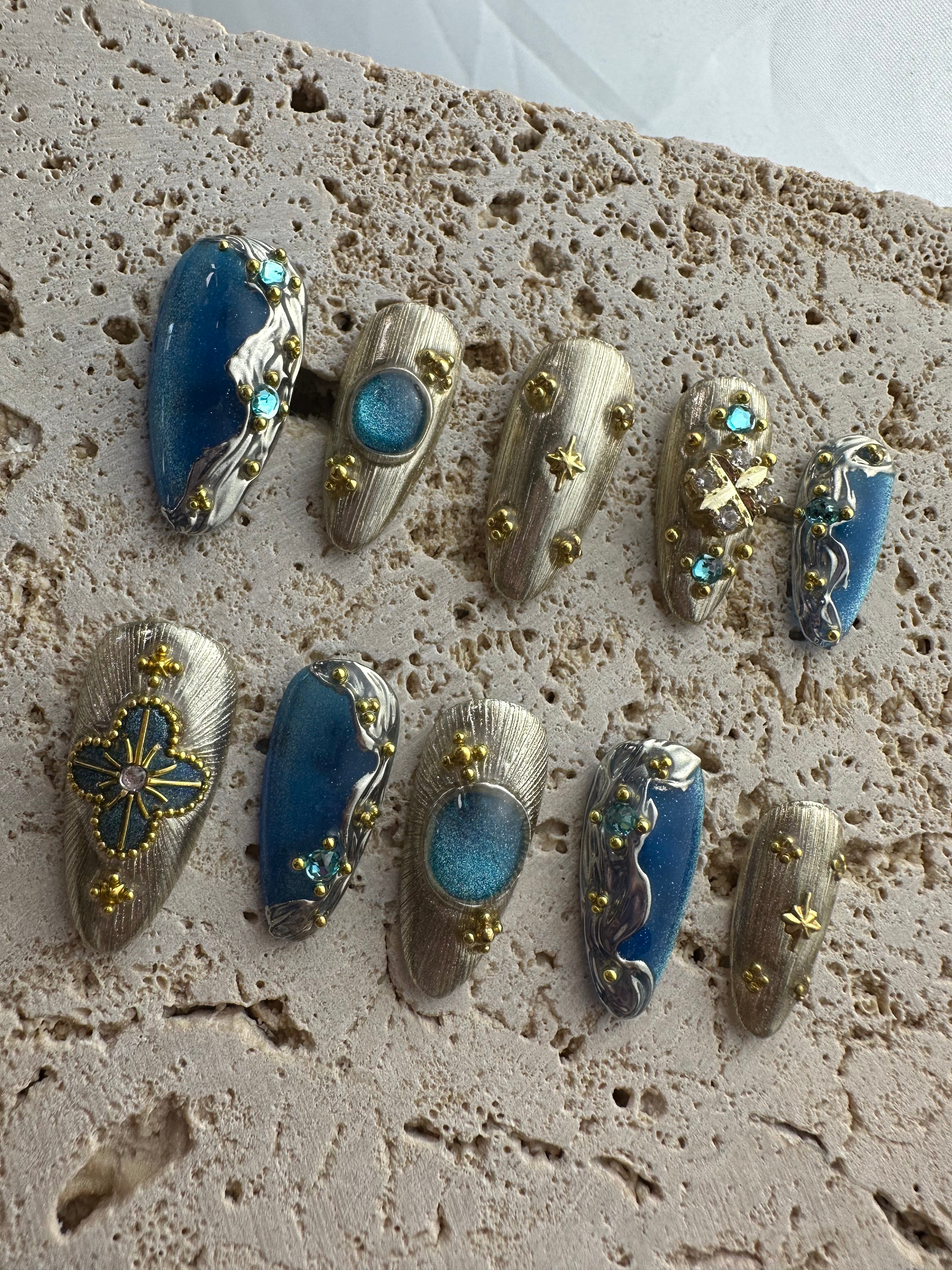 Blue Fantasy Press On Nails