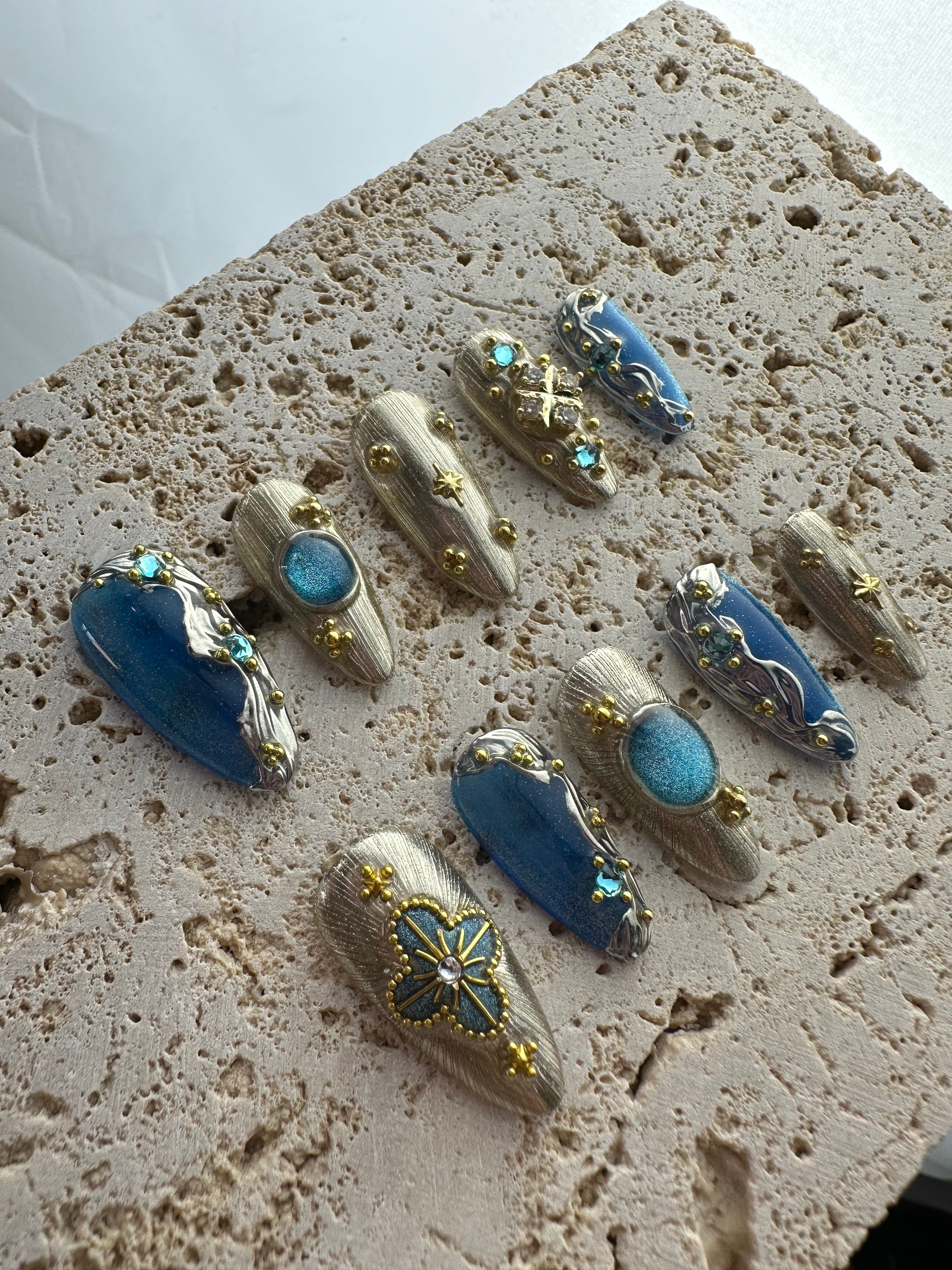 Blue Fantasy Press On Nails