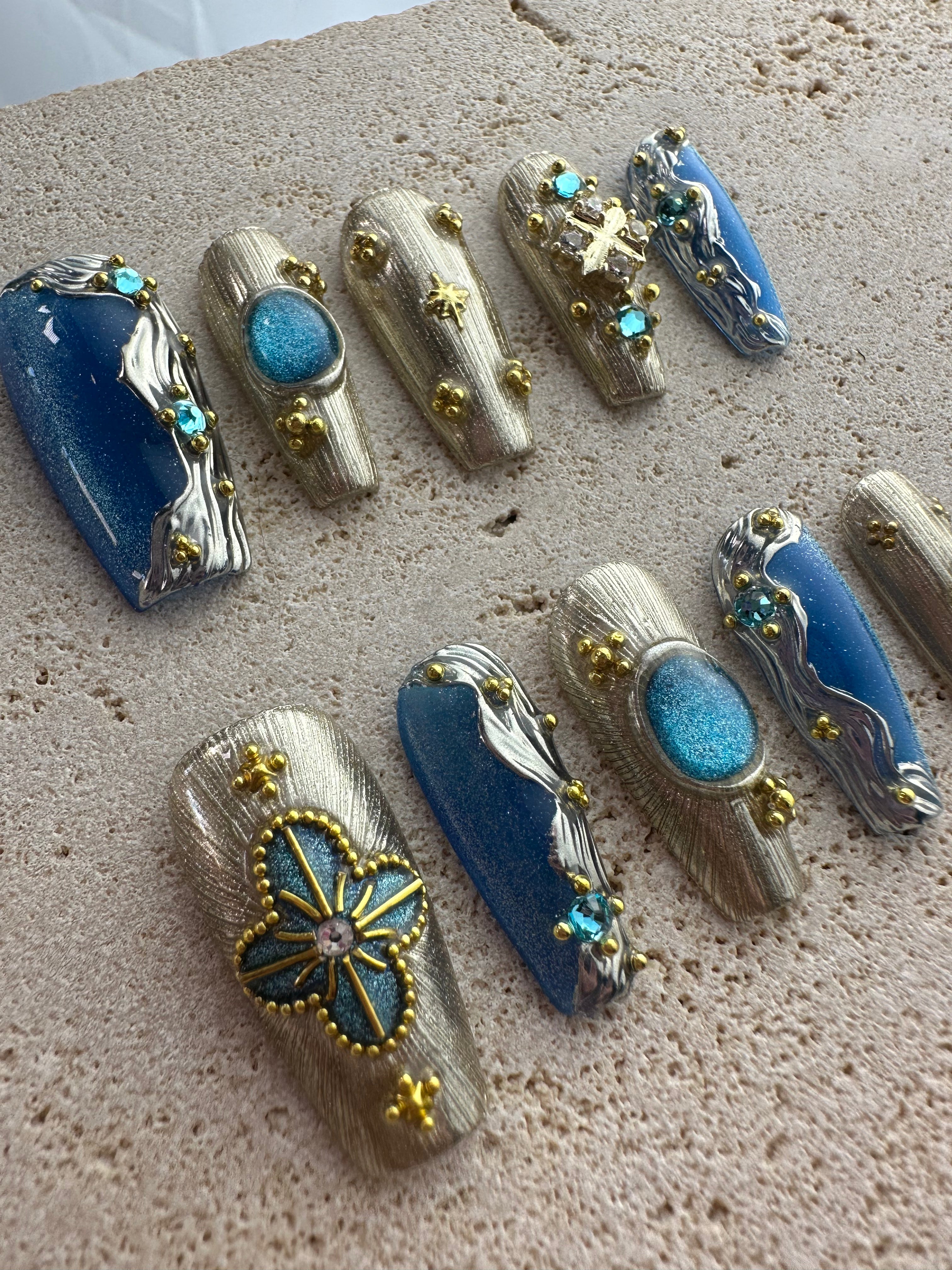 Blue Fantasy Press On Nails