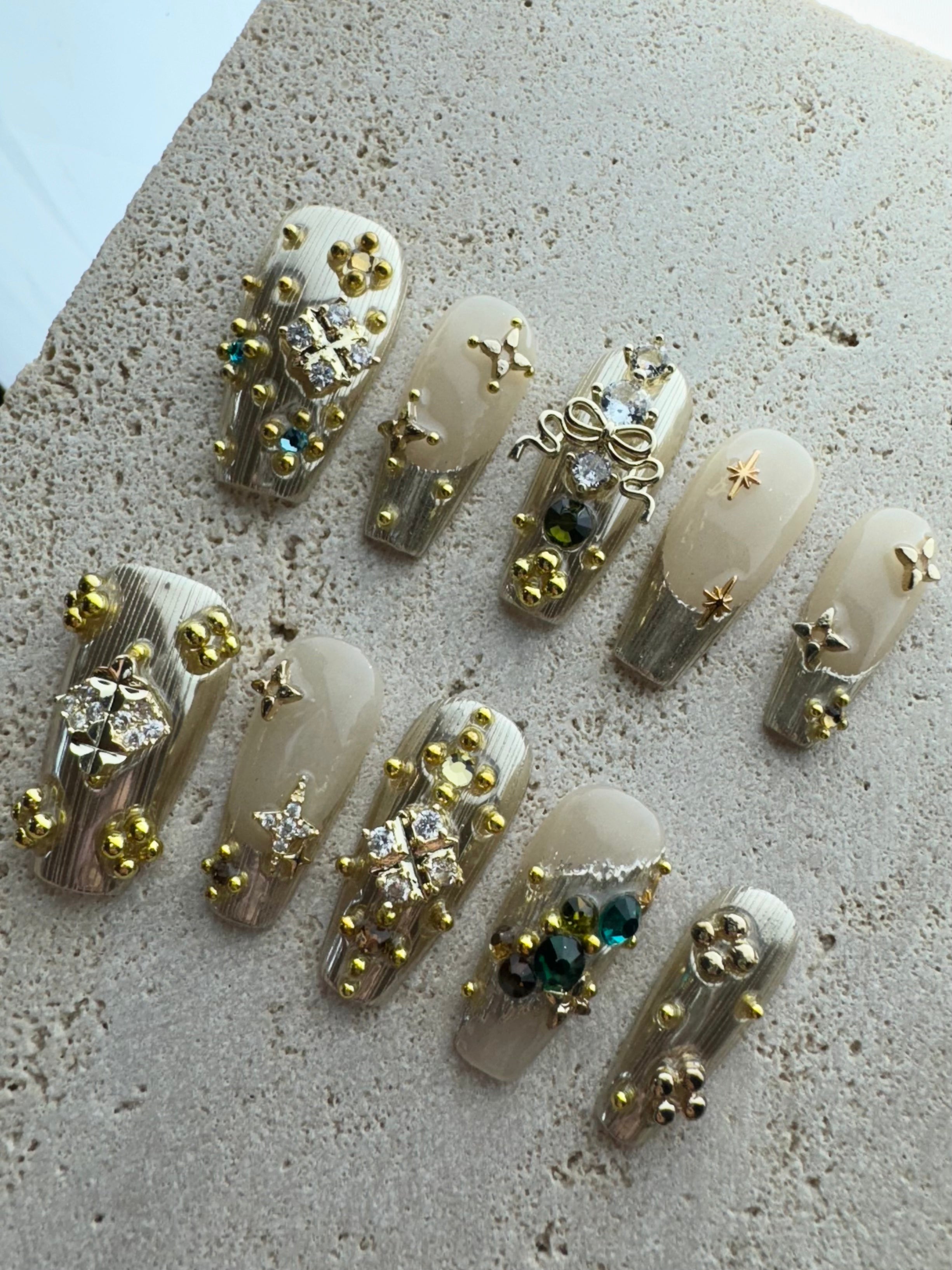 Golden Story Press On Nails
