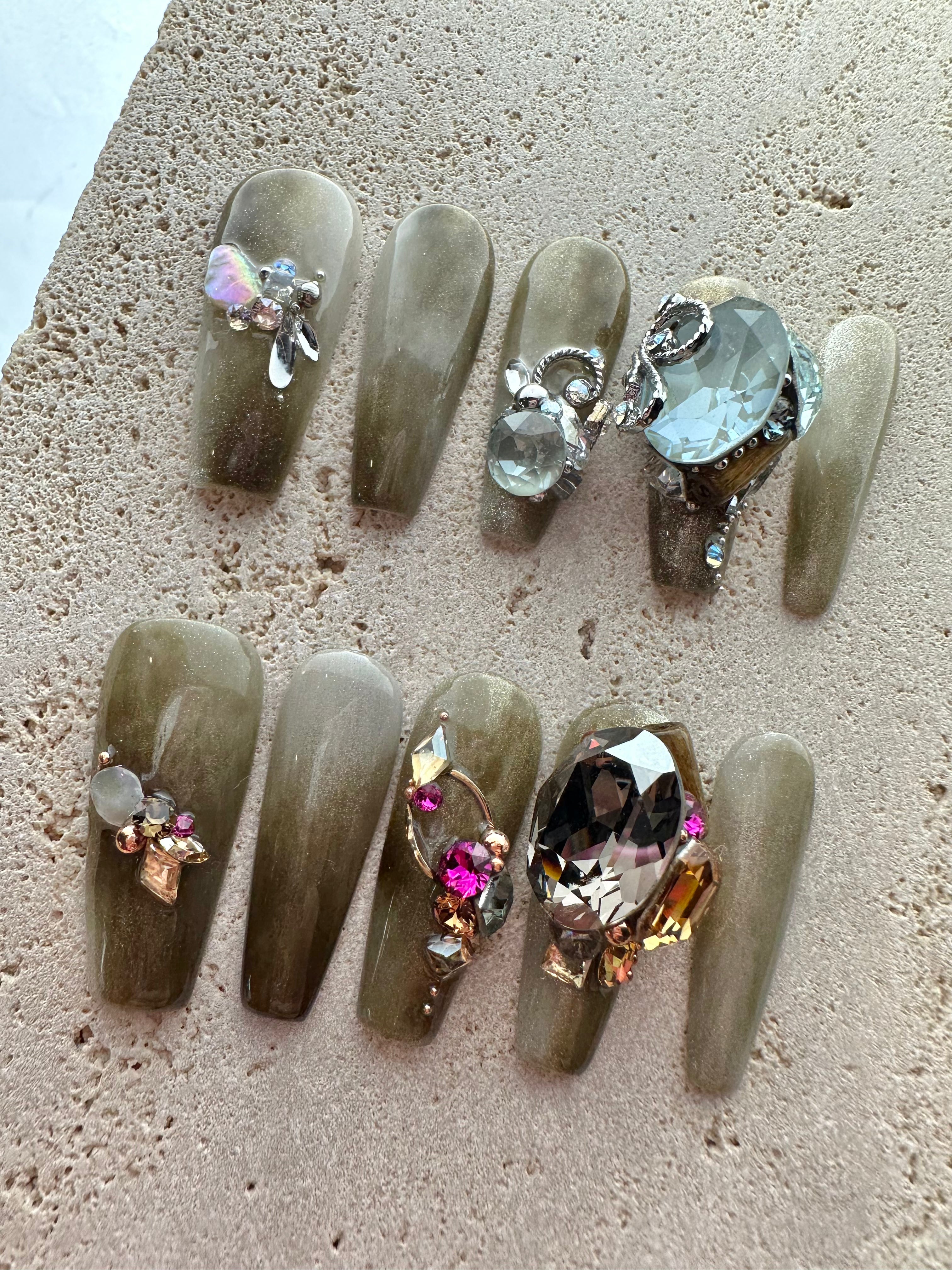 Caffeine Diamond Press On Nails