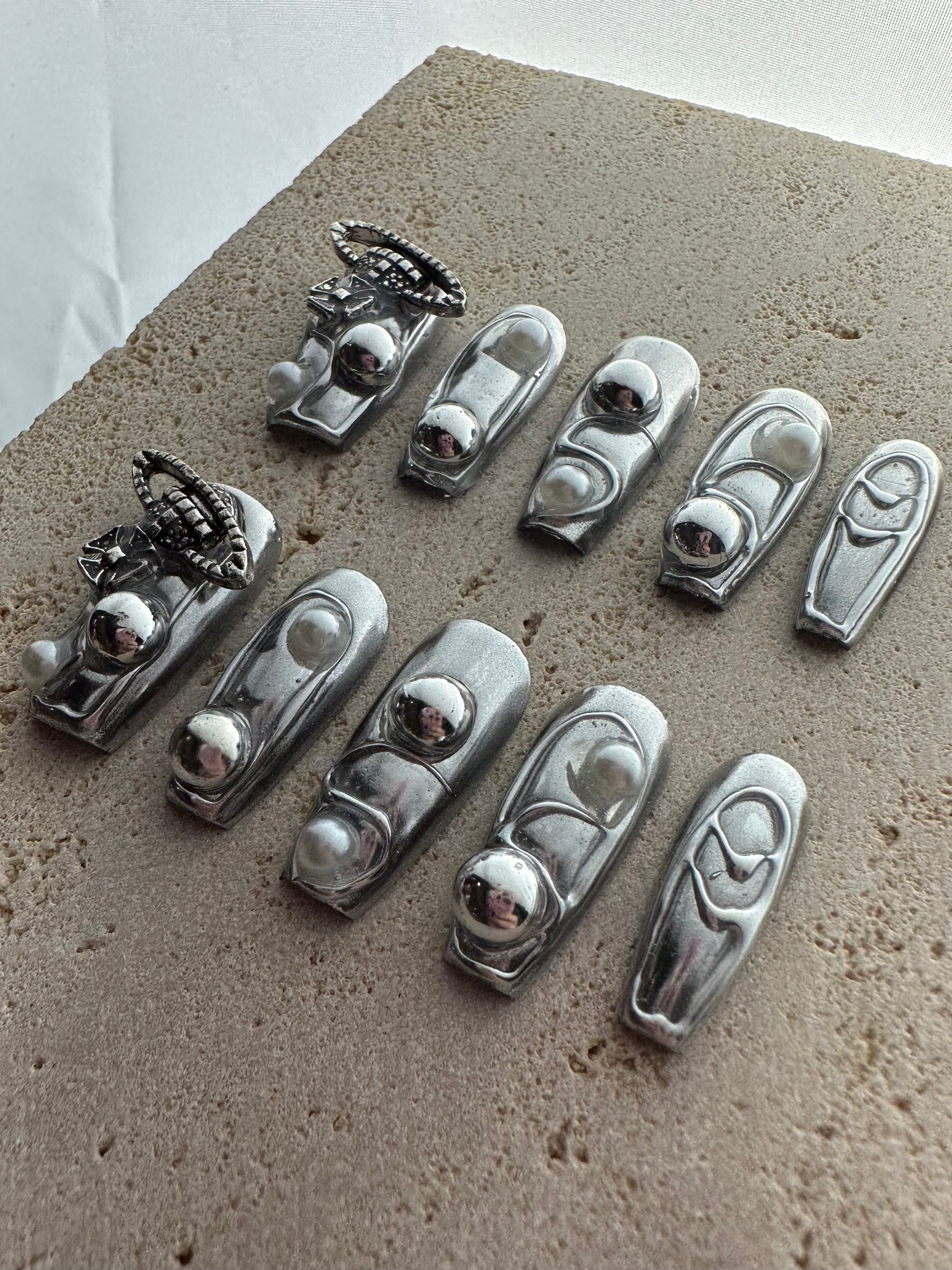 Chrome Galaxy Press On Nails