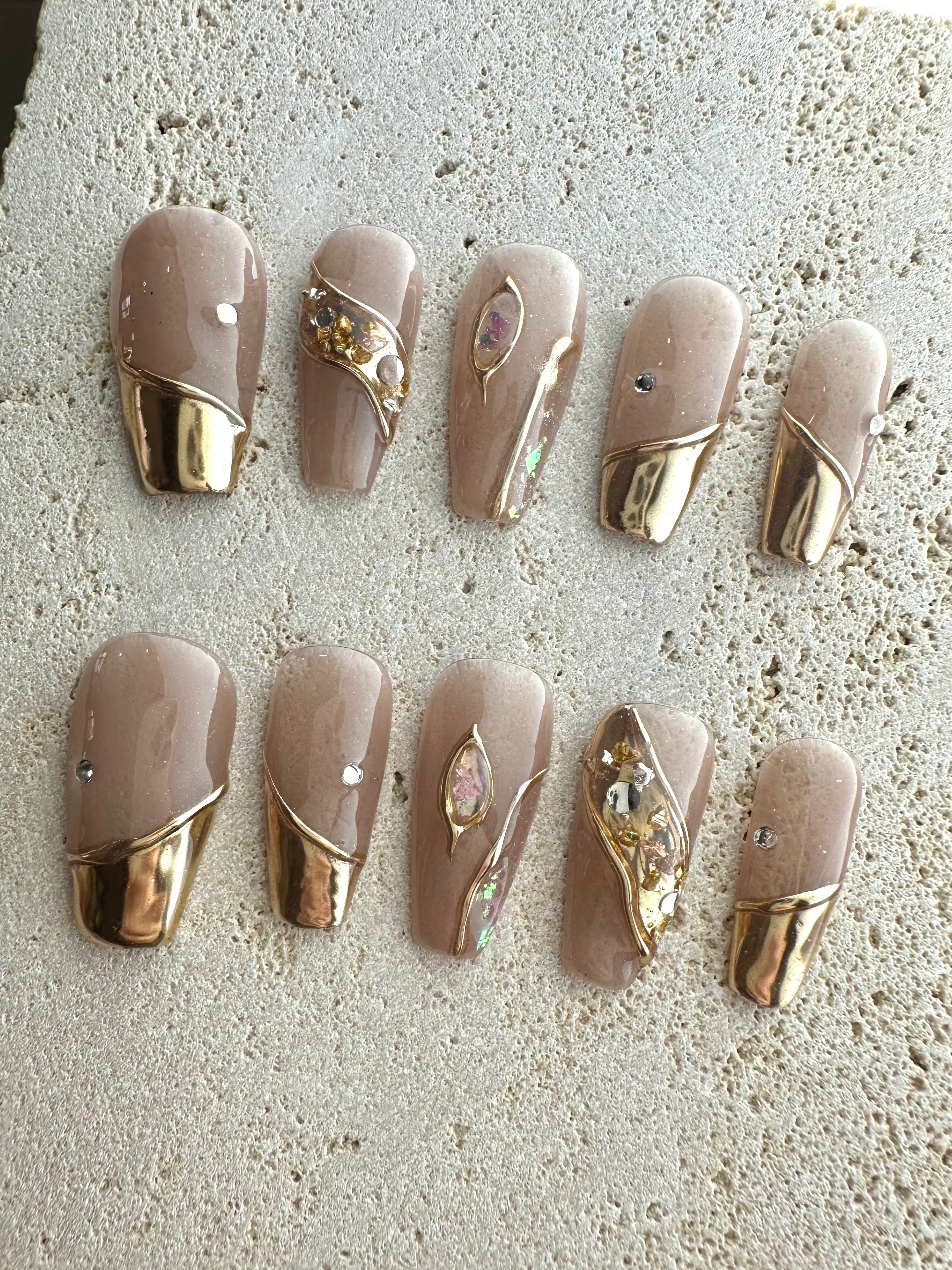Golden River Press On Nails