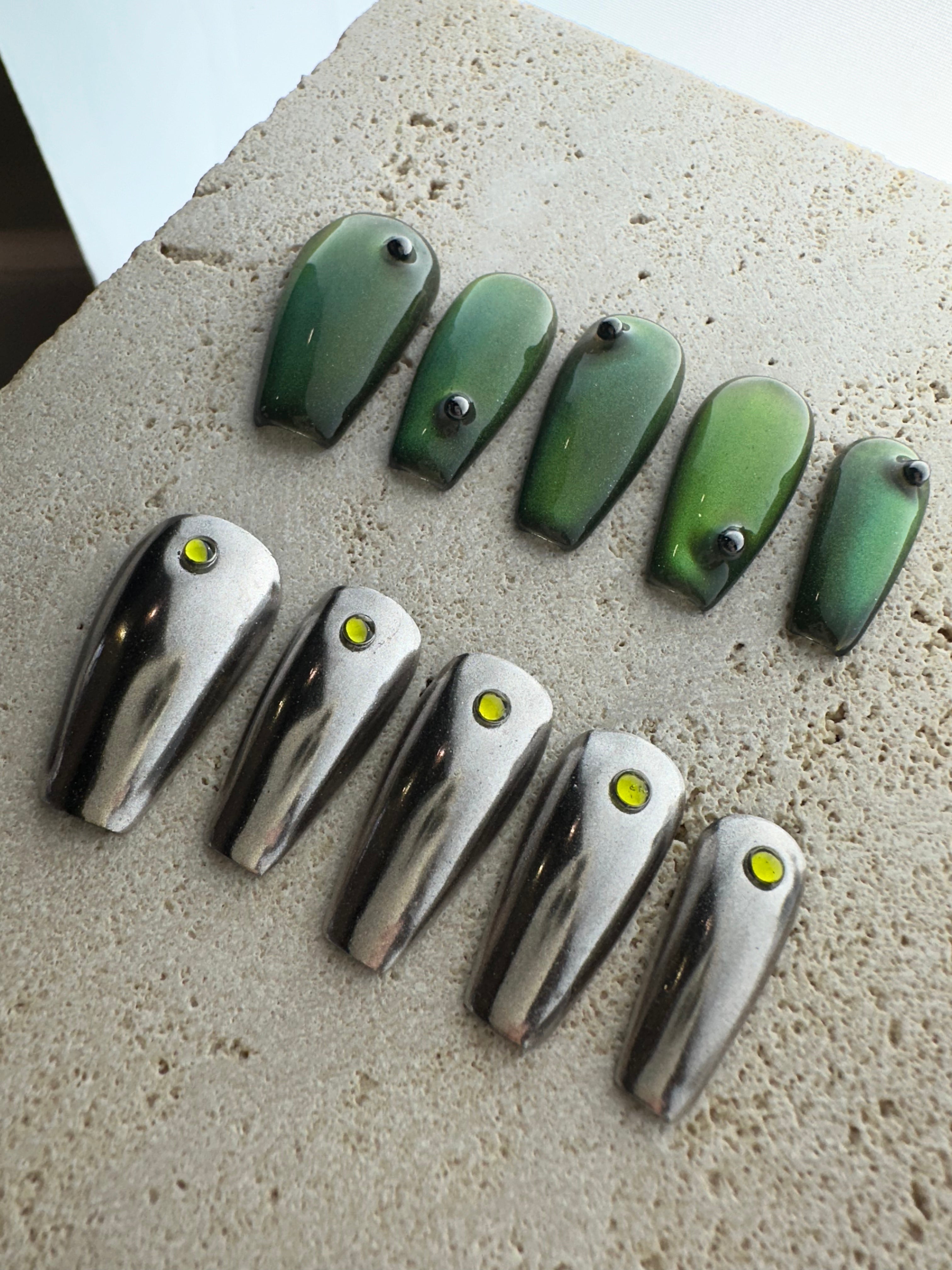 Green Robot Press On Nails