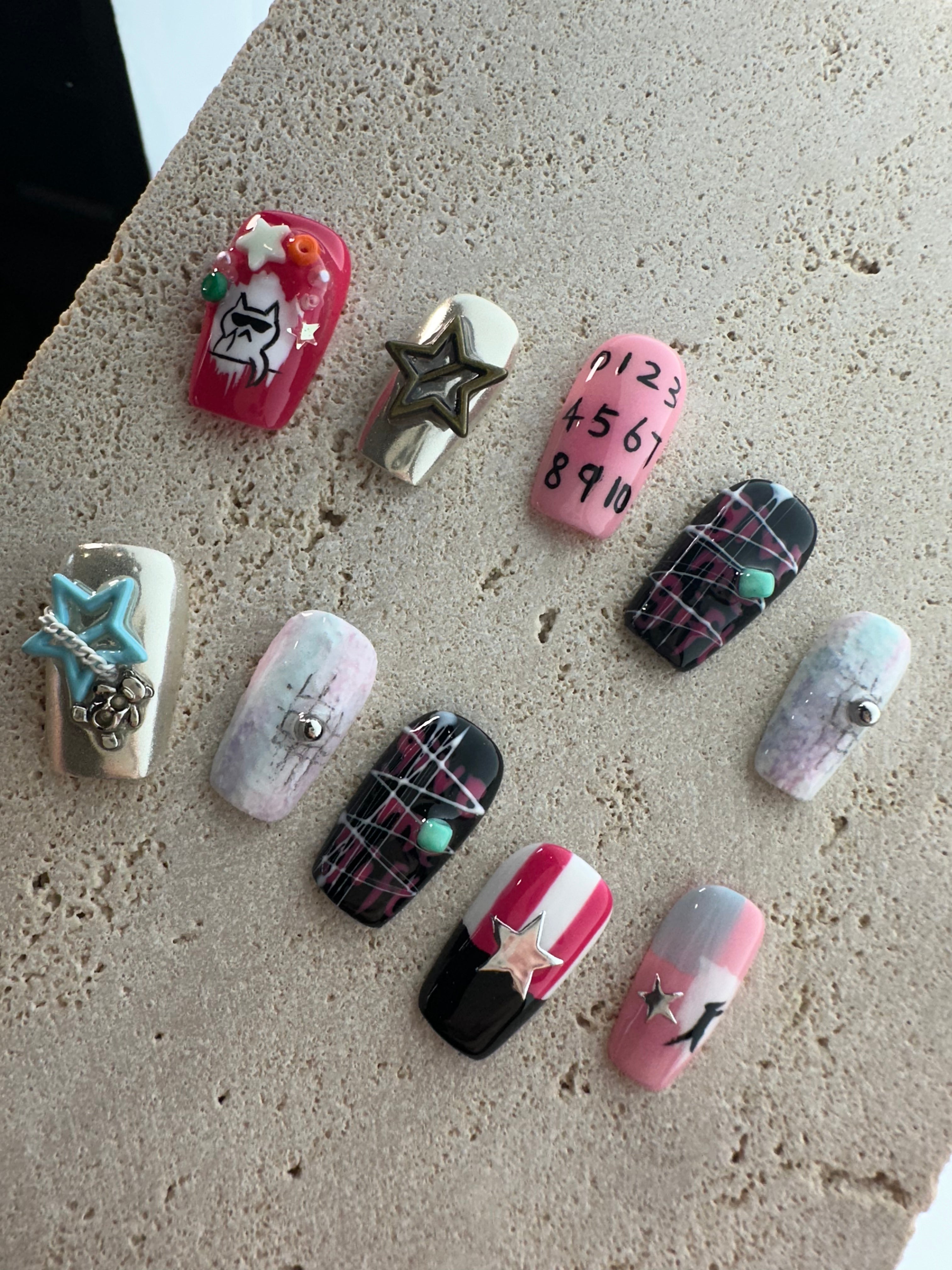 Graffiti Press On Nails-Funky