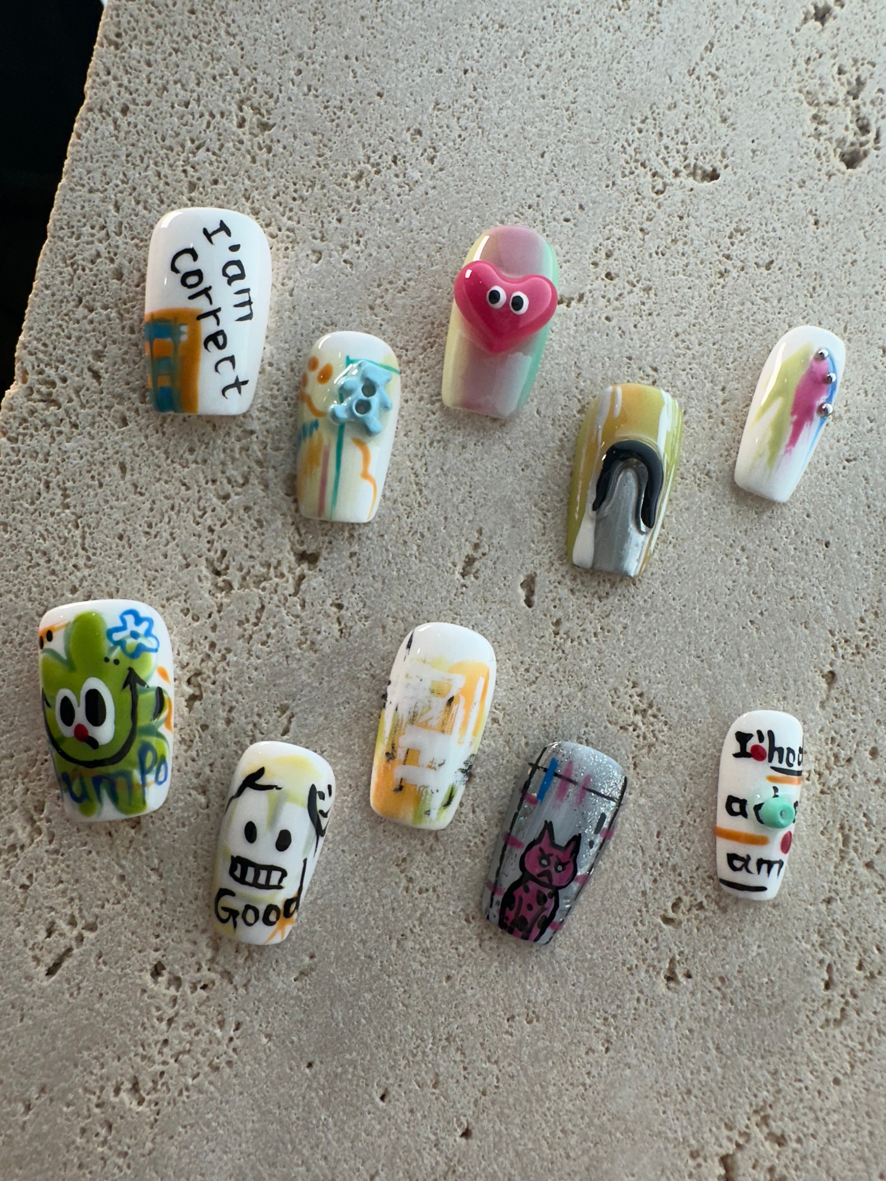 Child Heart Graffiti Press On Nails