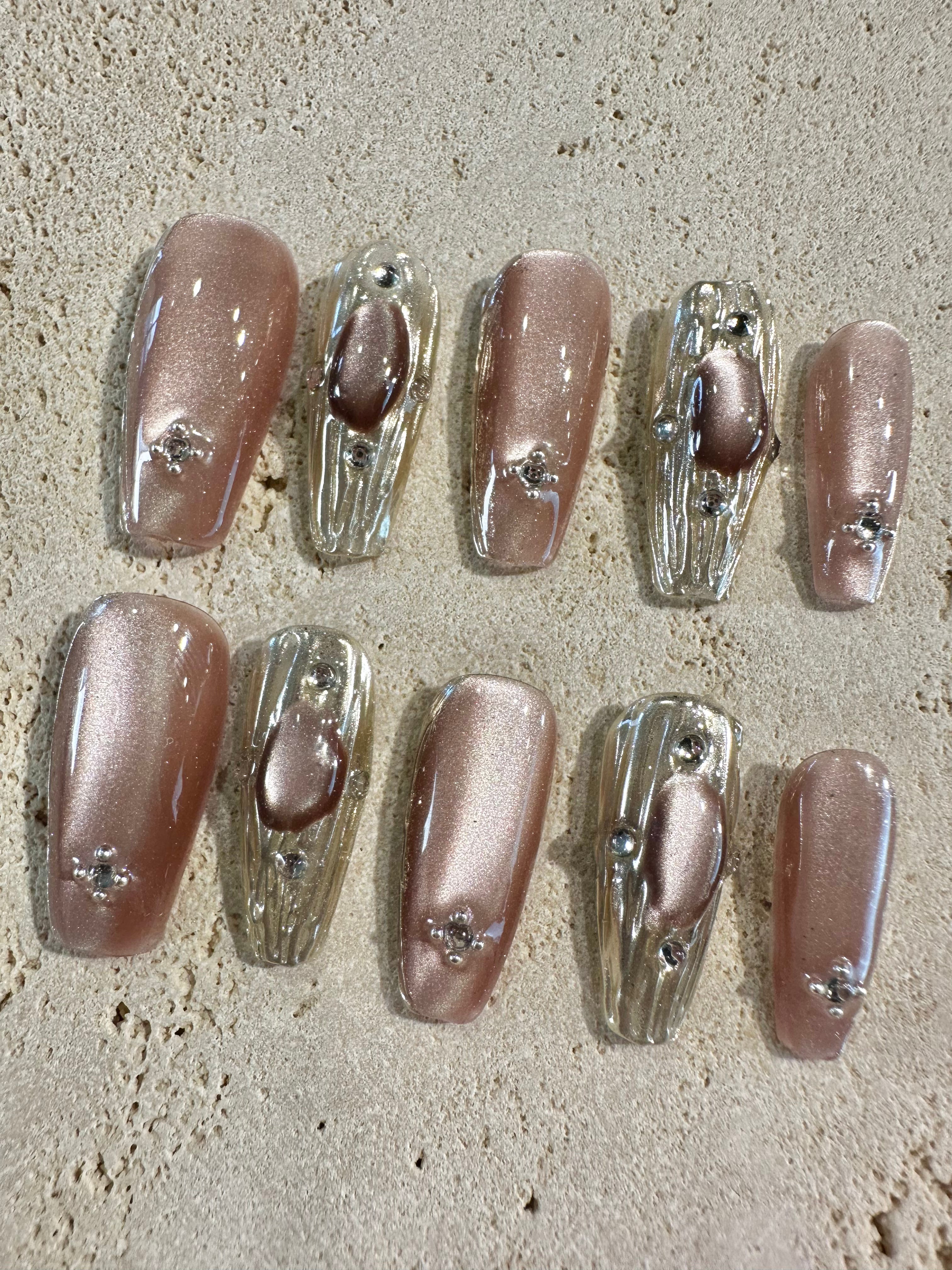 Pink Shine Press On Nails