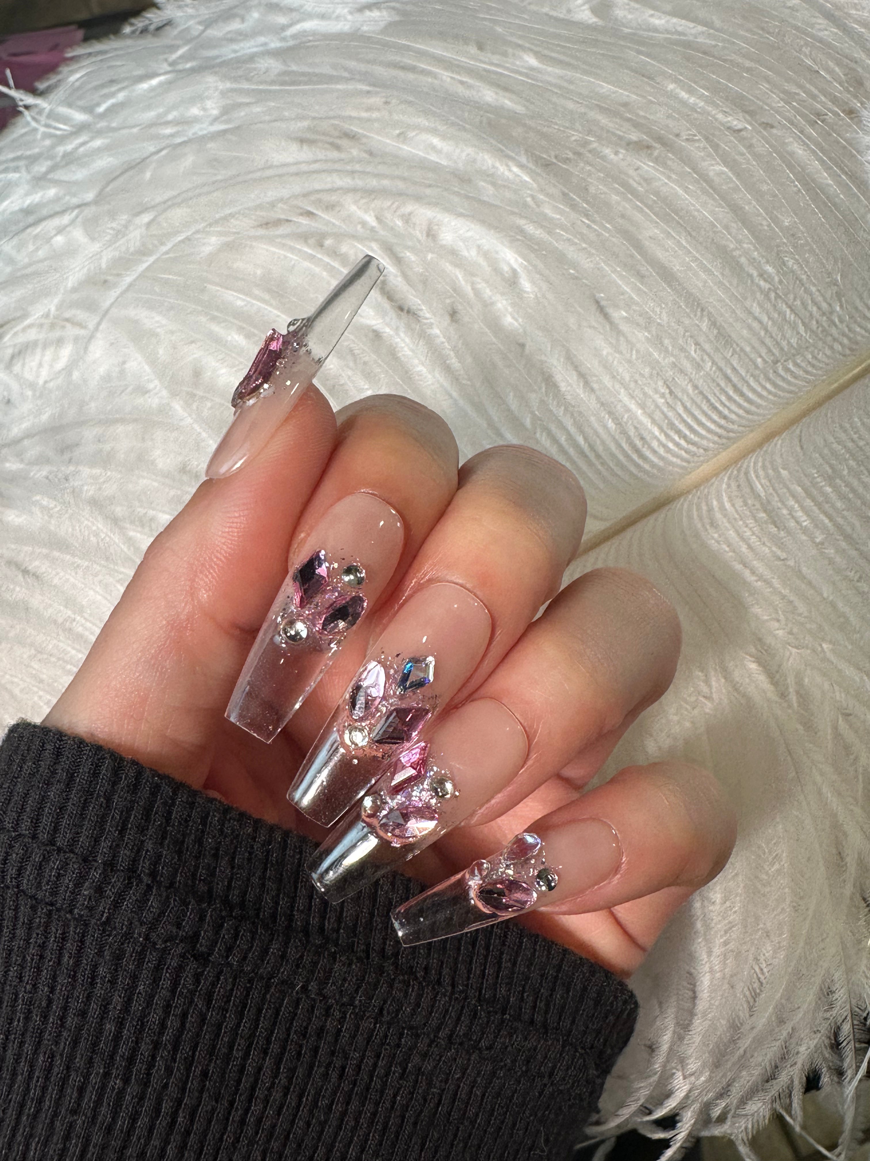Pink In Heart Press On Nails