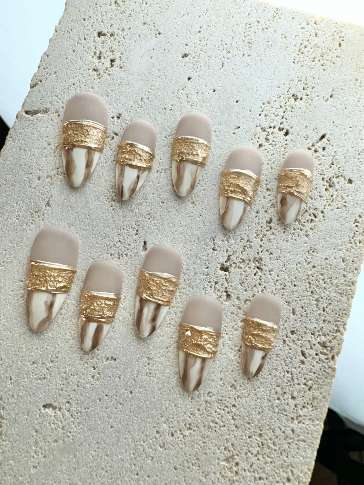 slim fit dress slacks Gilded Veil Luxury Press On Nails Elegant Gold Design – Dress For Nails main image 1