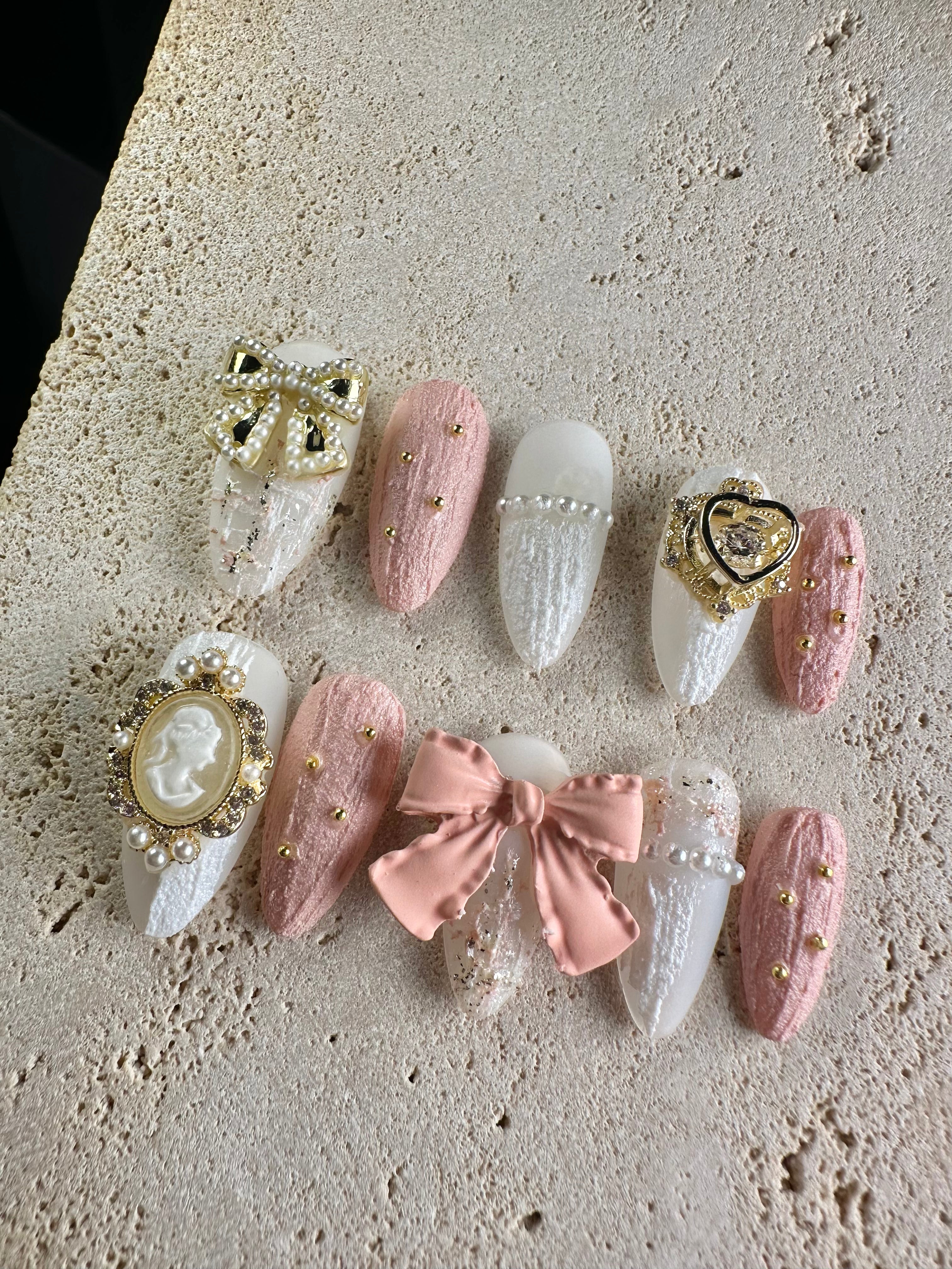 Luxury England Press On Nails- Pink
