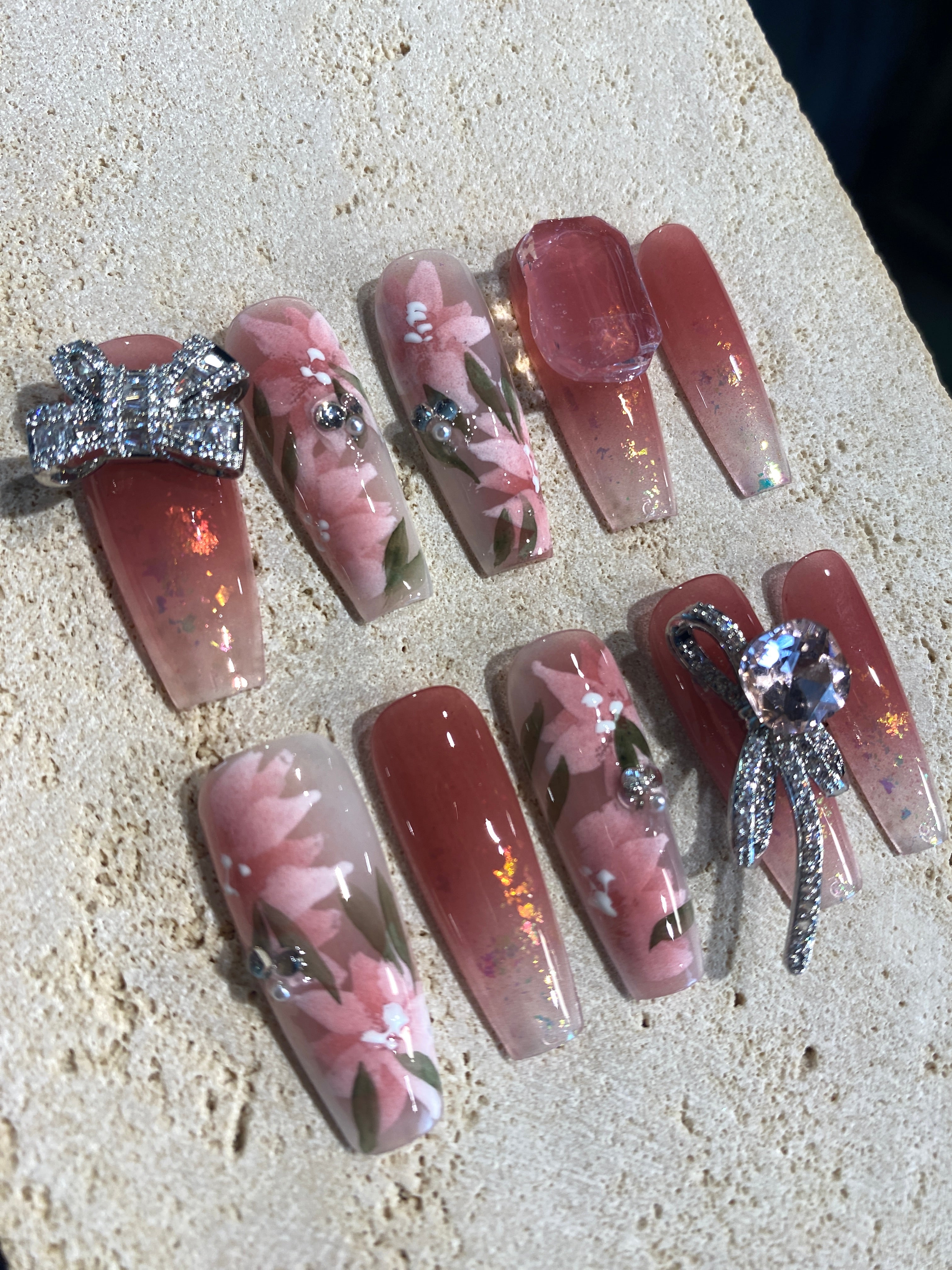 Blossom Sakura with Ribbon Press On Nails