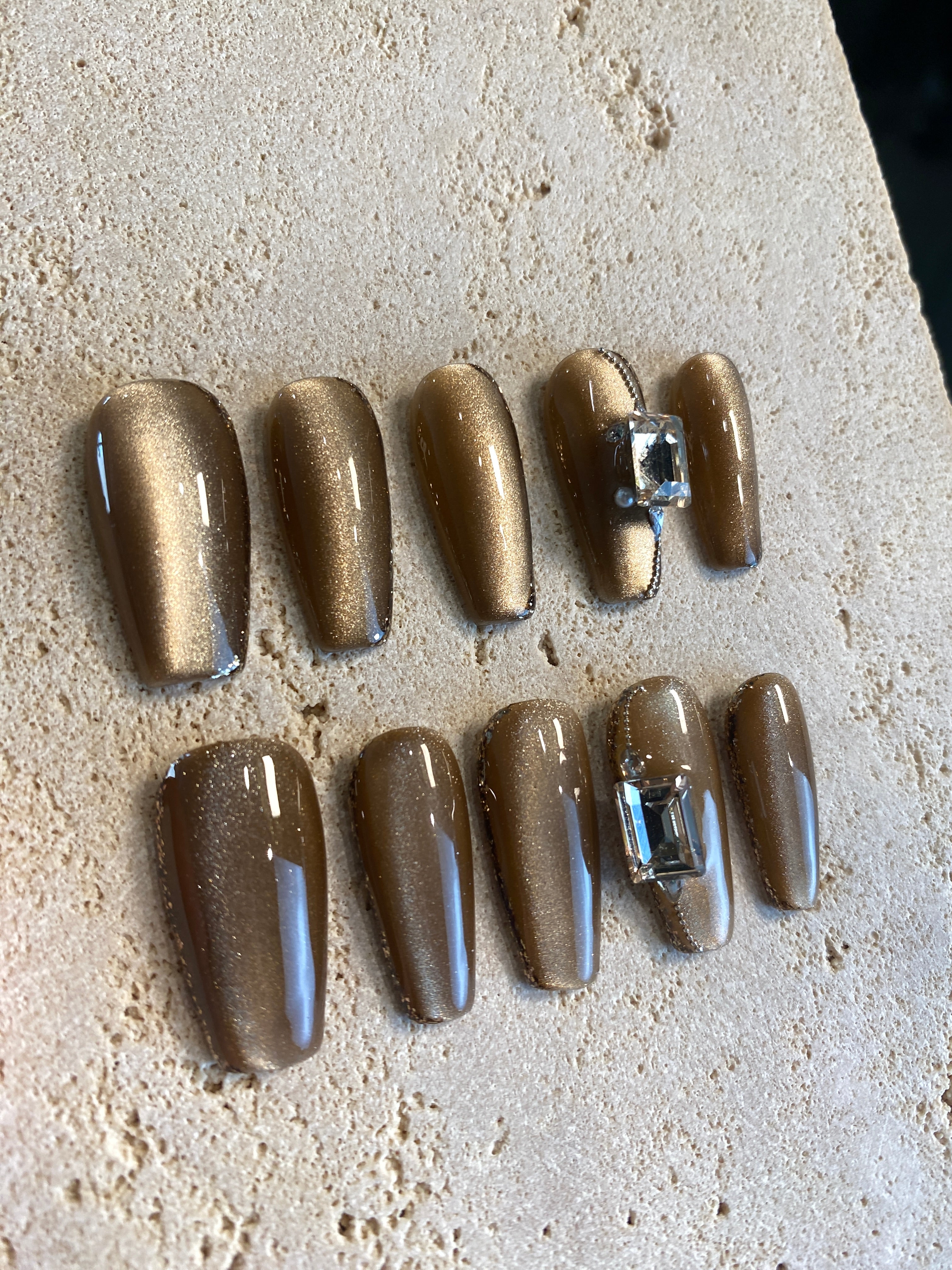 Mocha Cat Eye Press On Nails