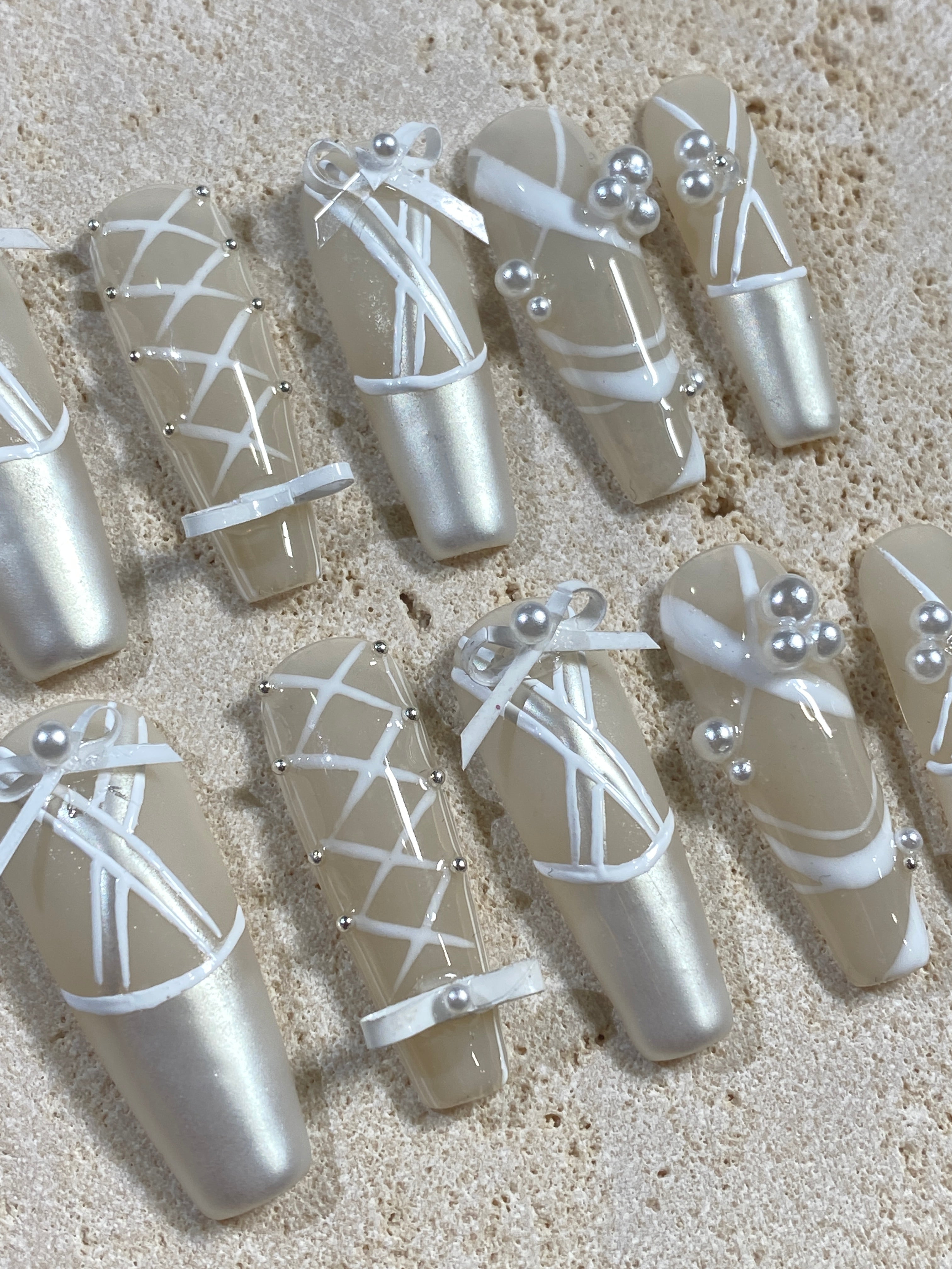 White Ballerina Press On Nails