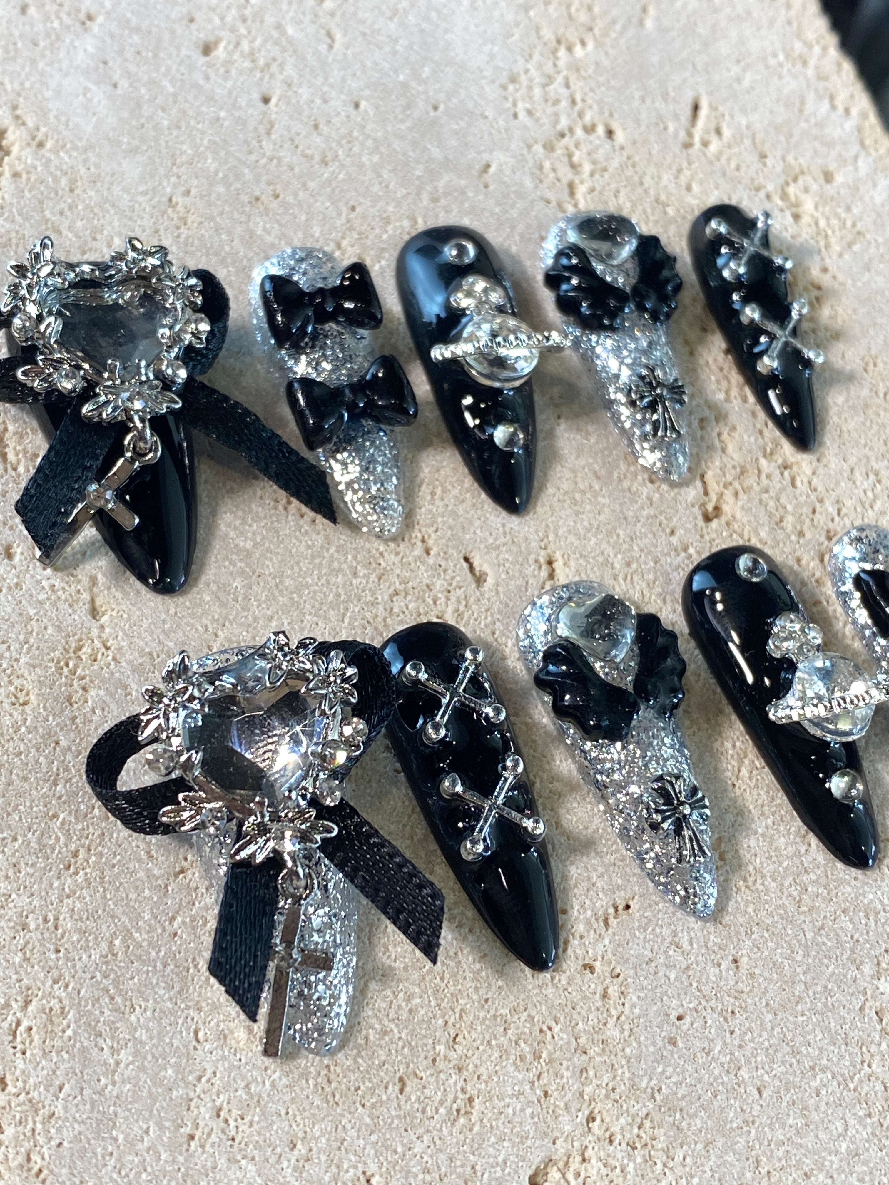 Black Glam Press On Nails