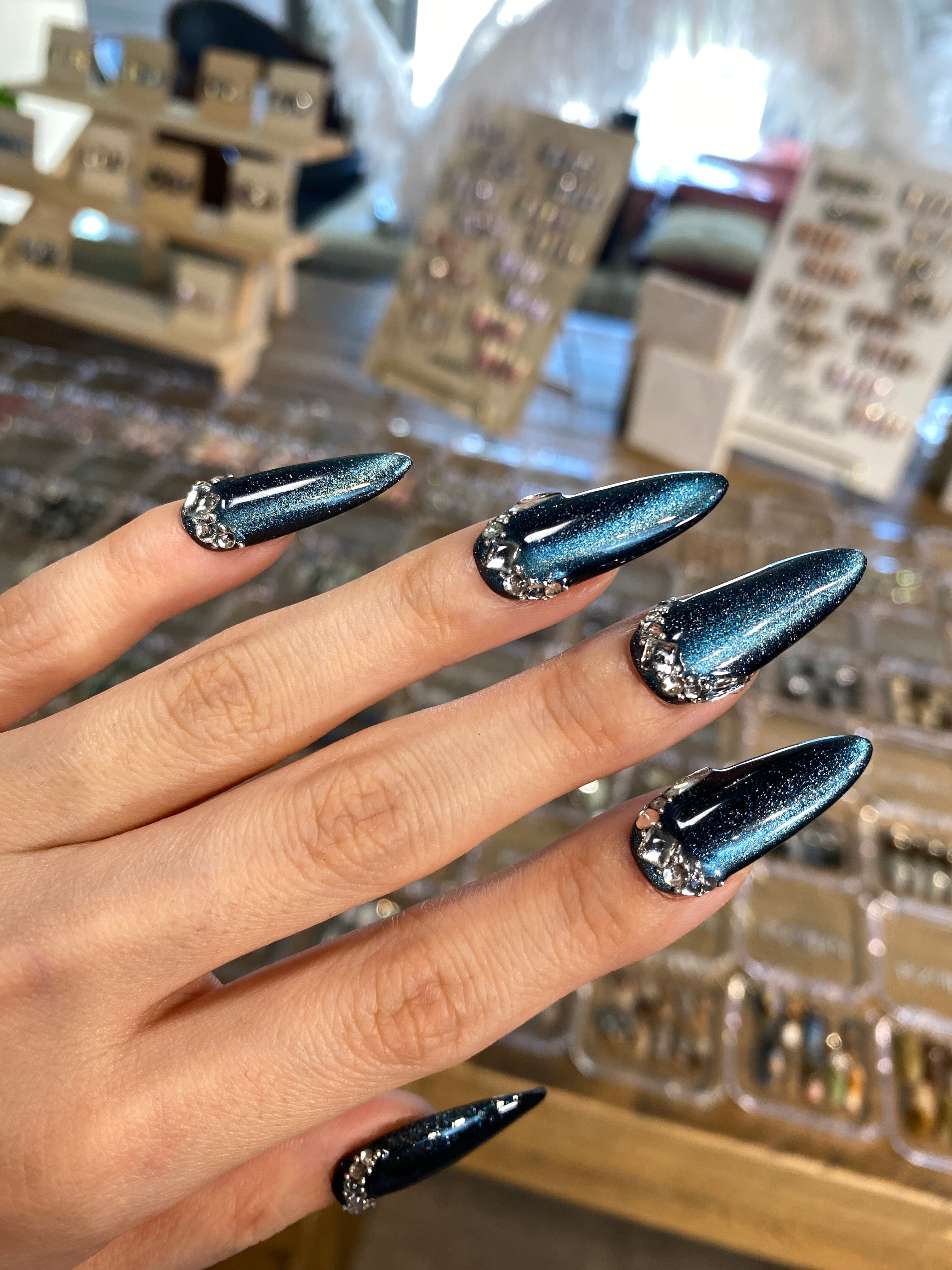 Spicy Dark Blue Press On Nails