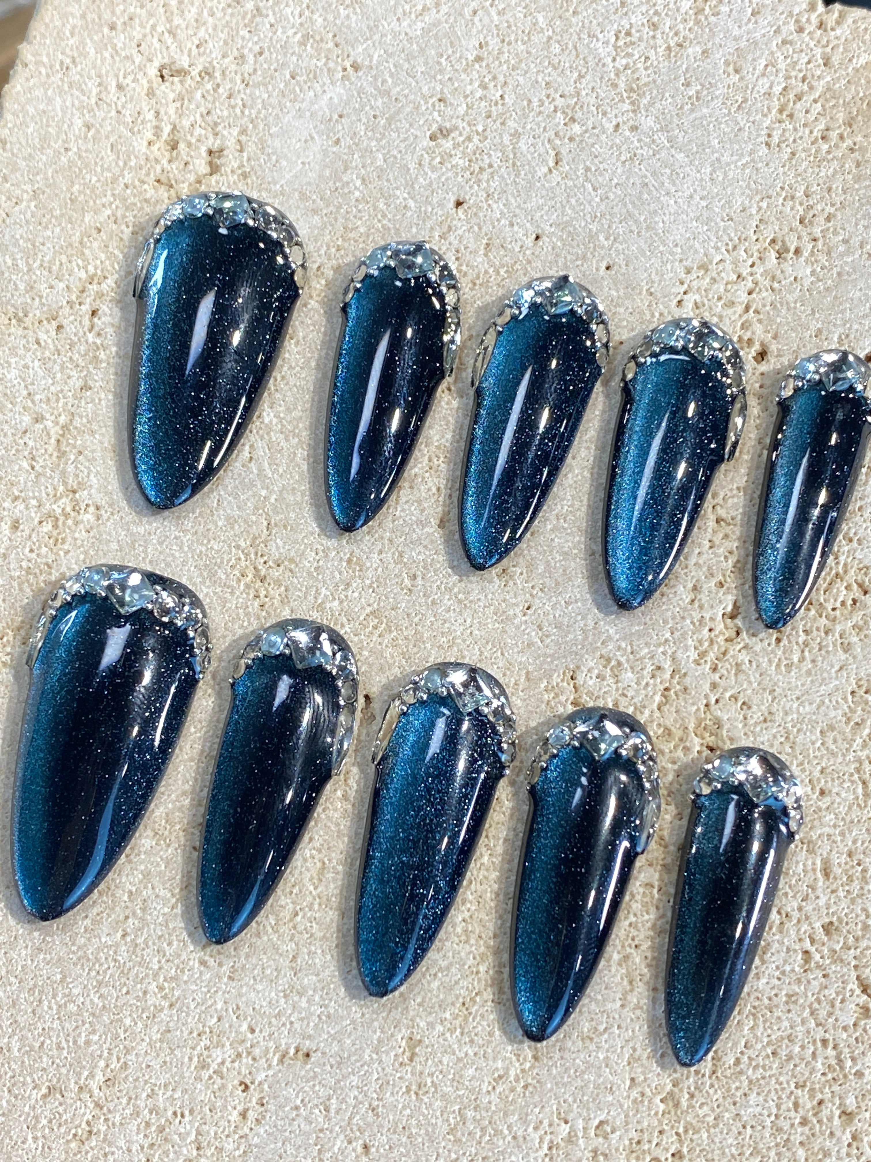 Spicy Dark Blue Press On Nails
