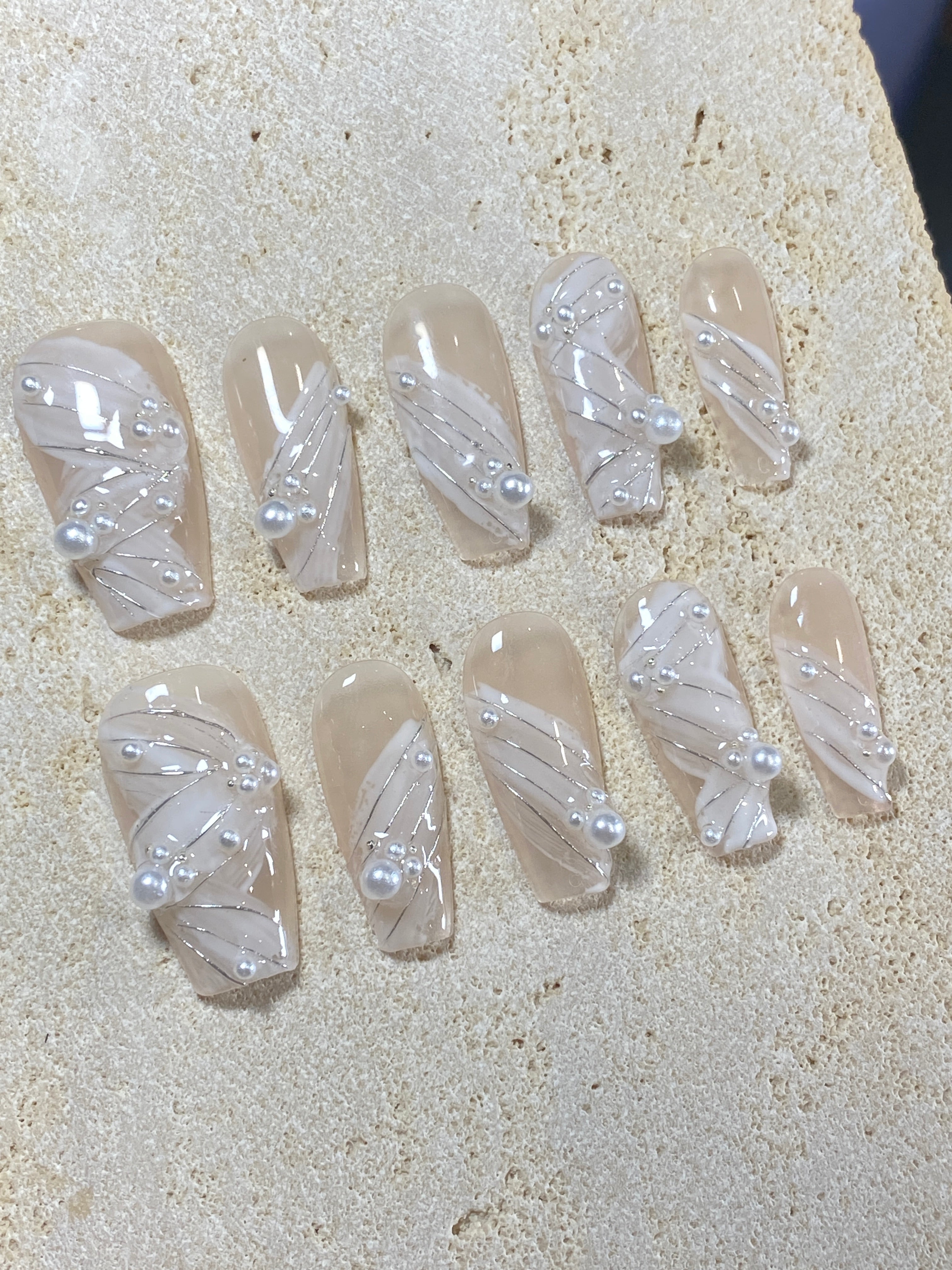 Mini Pearl Press On Nails