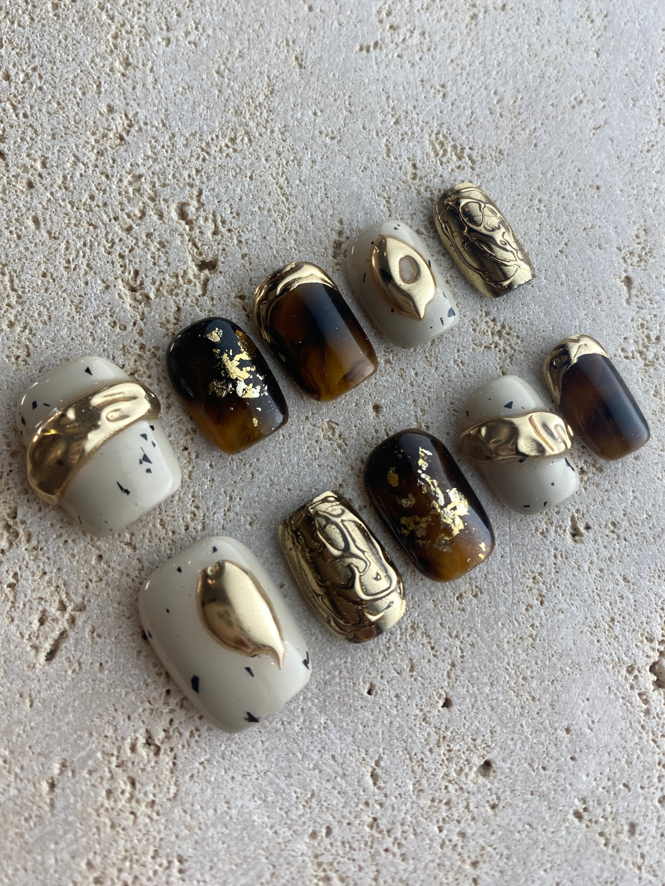 Golden Coffee Press On Nails