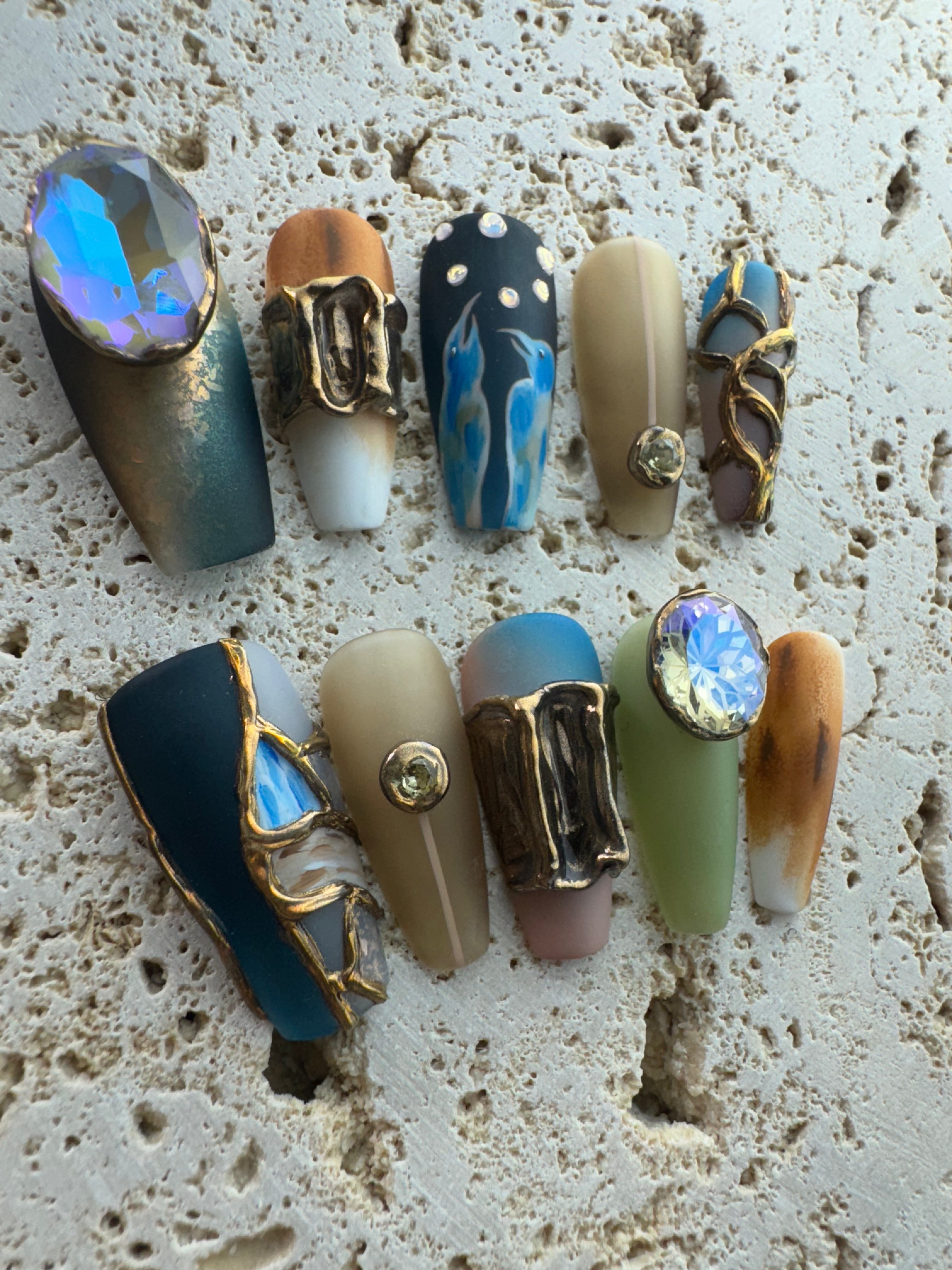 Abstract Chrome Press On Nails