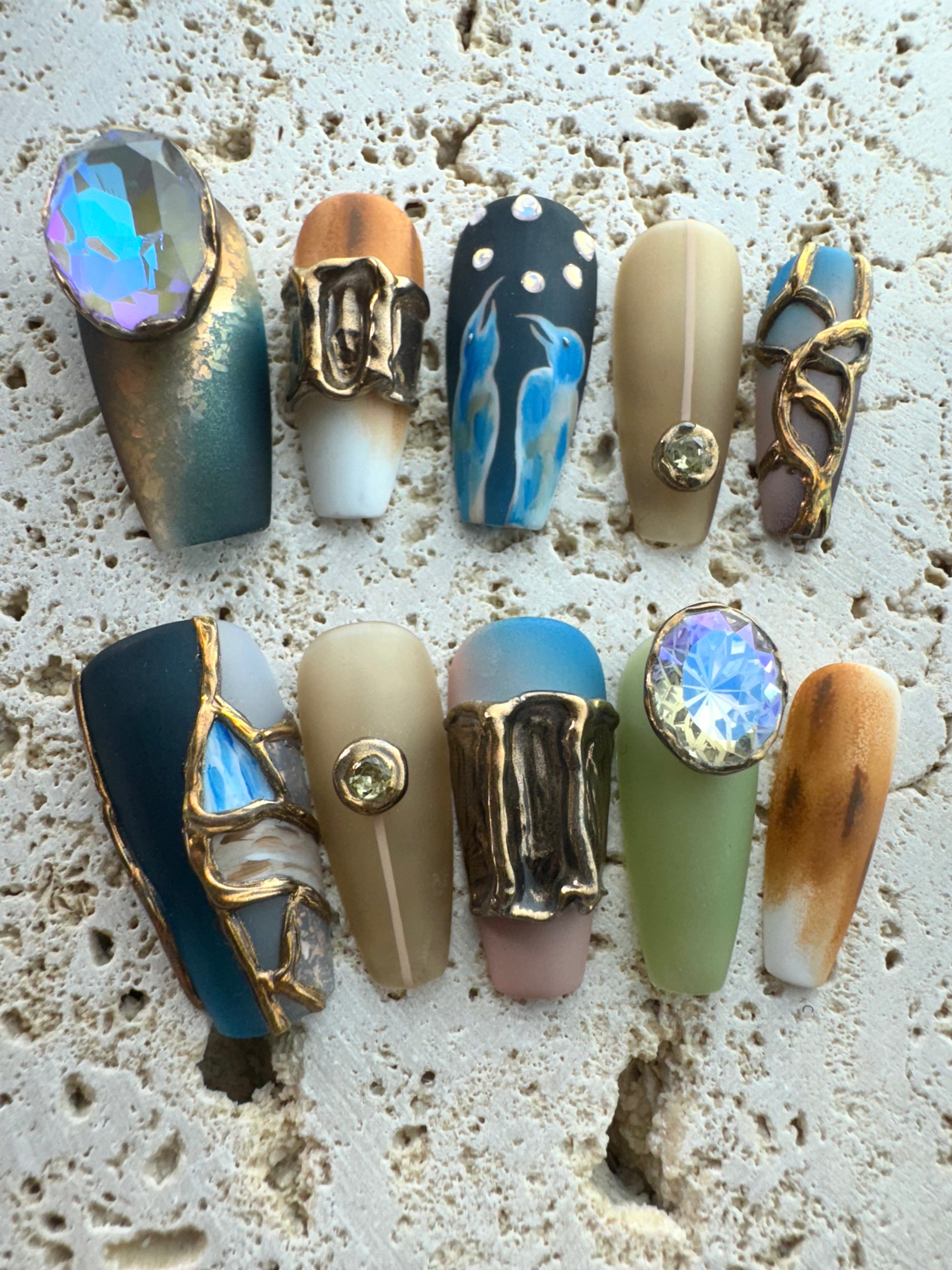 Abstract Chrome Press On Nails