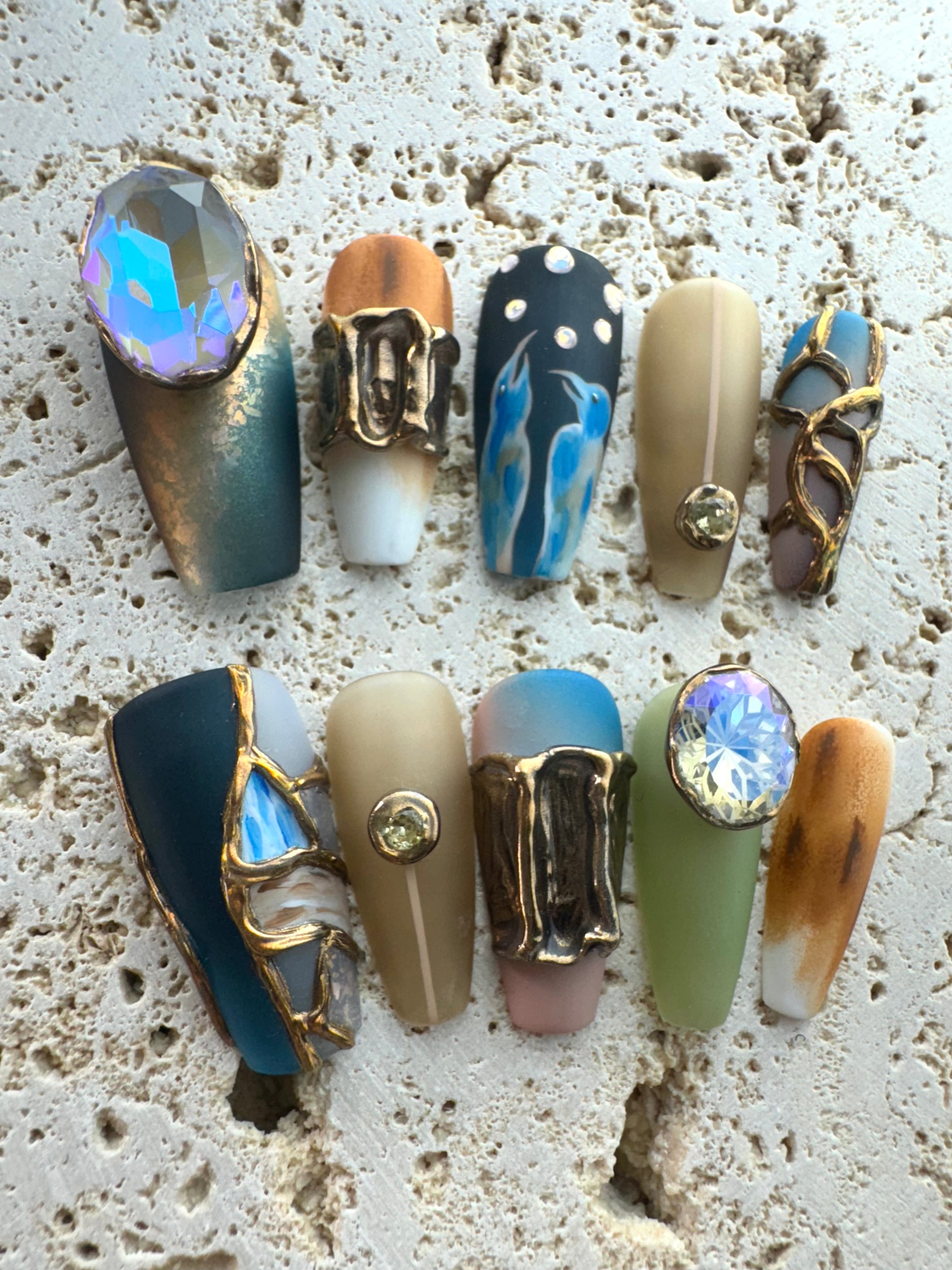 Abstract Chrome Press On Nails