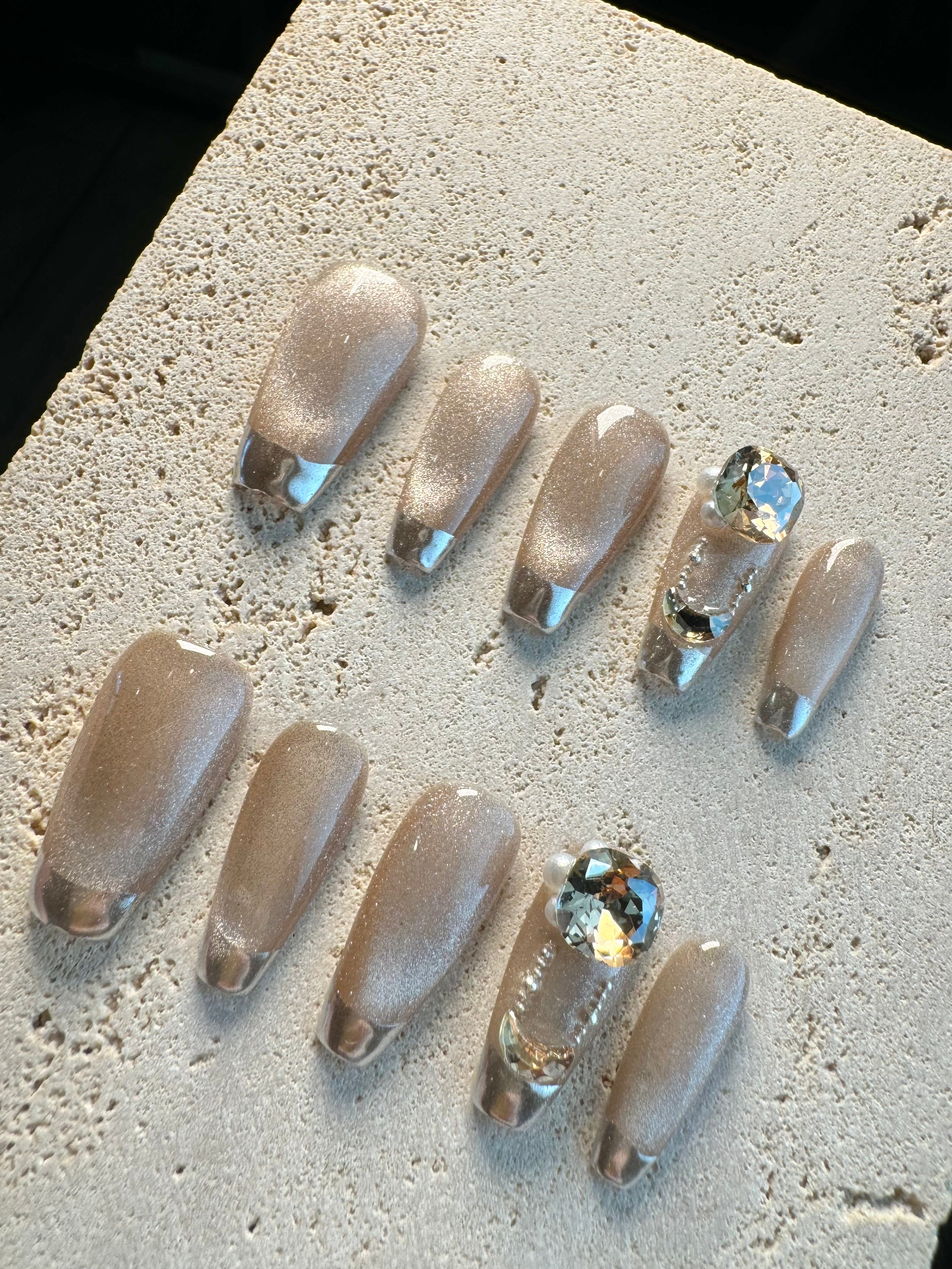 Elegant Chrome Press On Nails