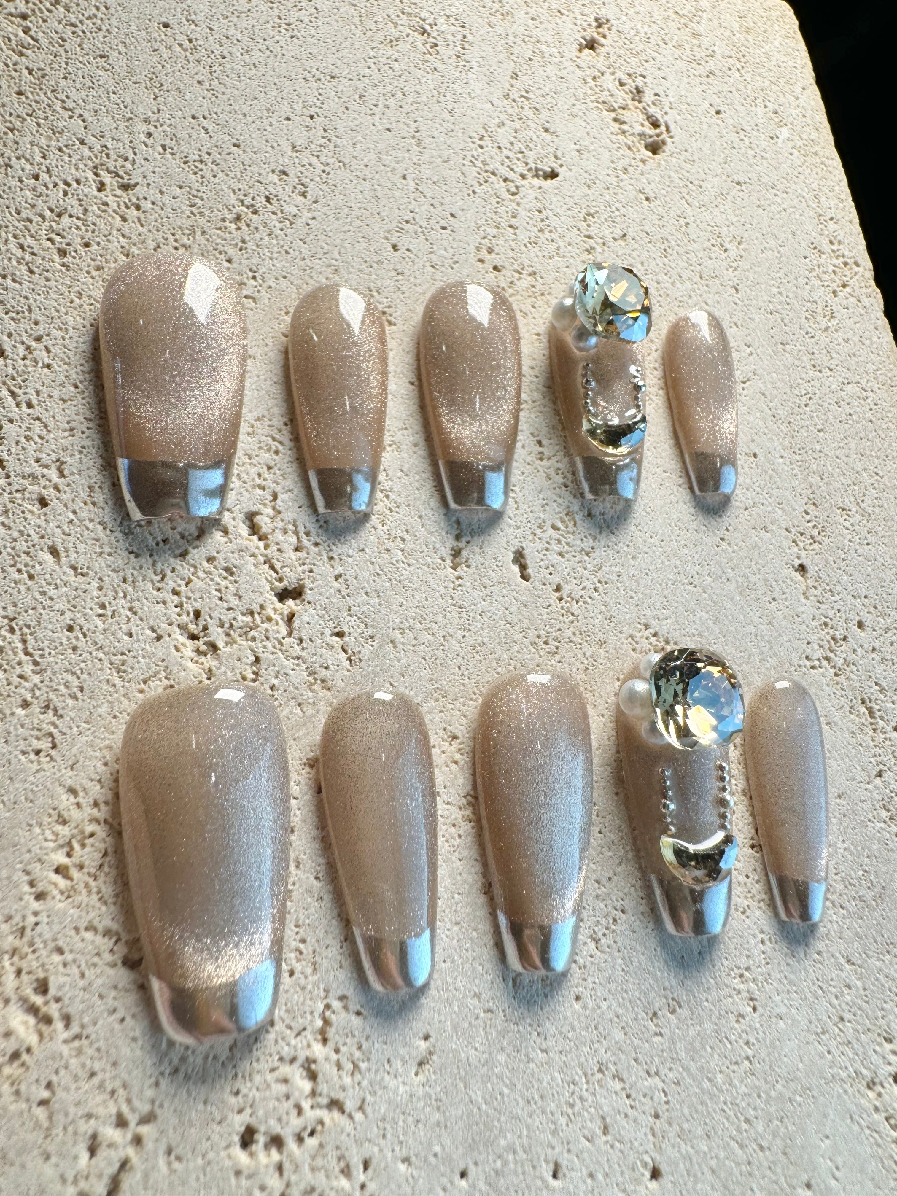 Elegant Chrome Press On Nails