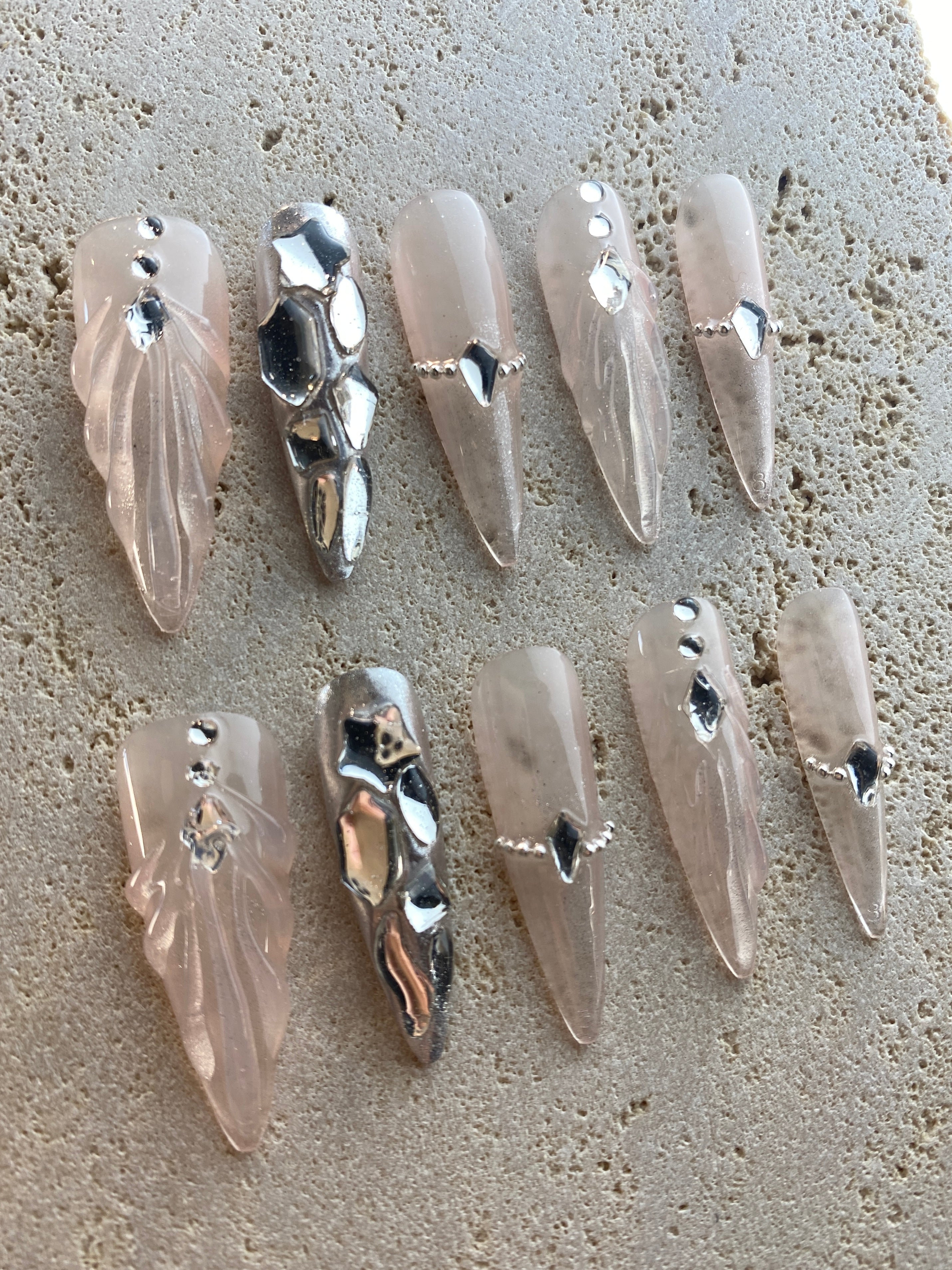 Diamond Mermaid Press On Nails