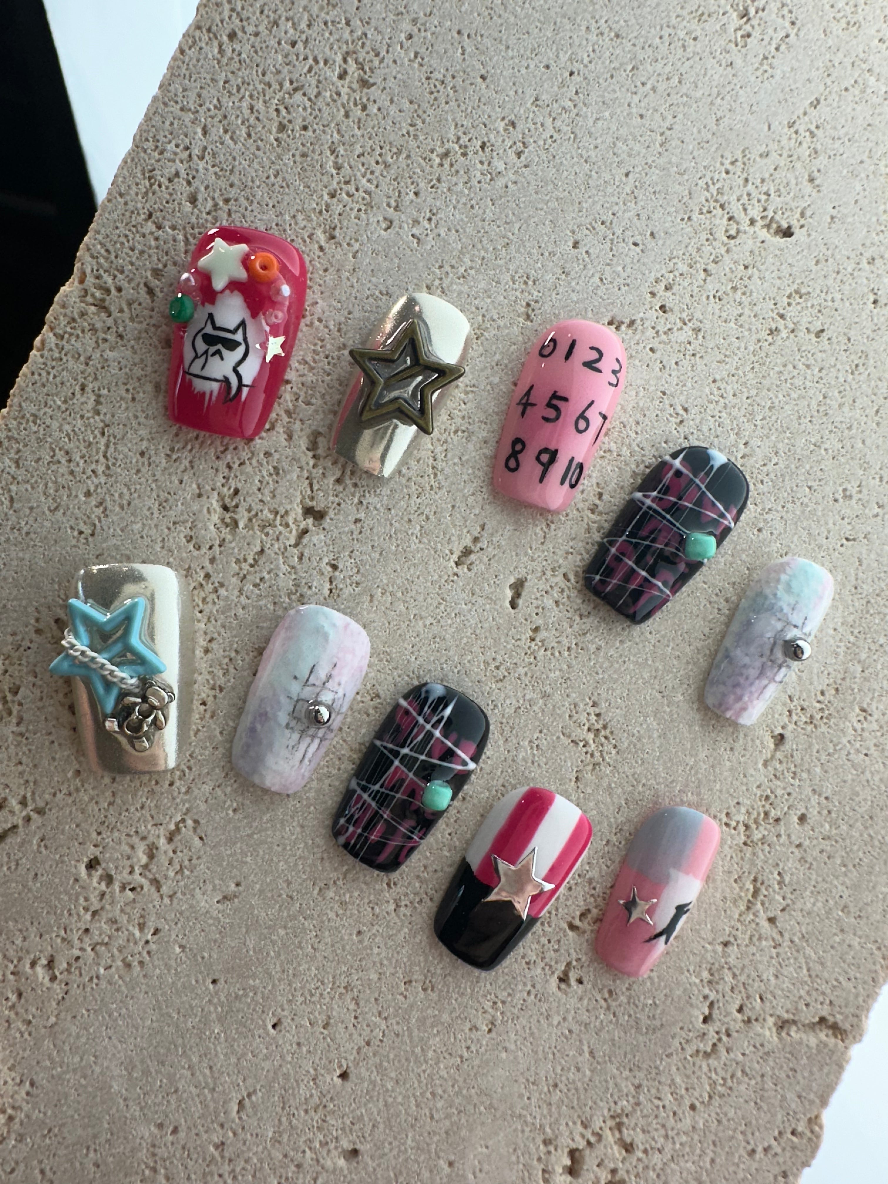 Graffiti Press On Nails-Funky