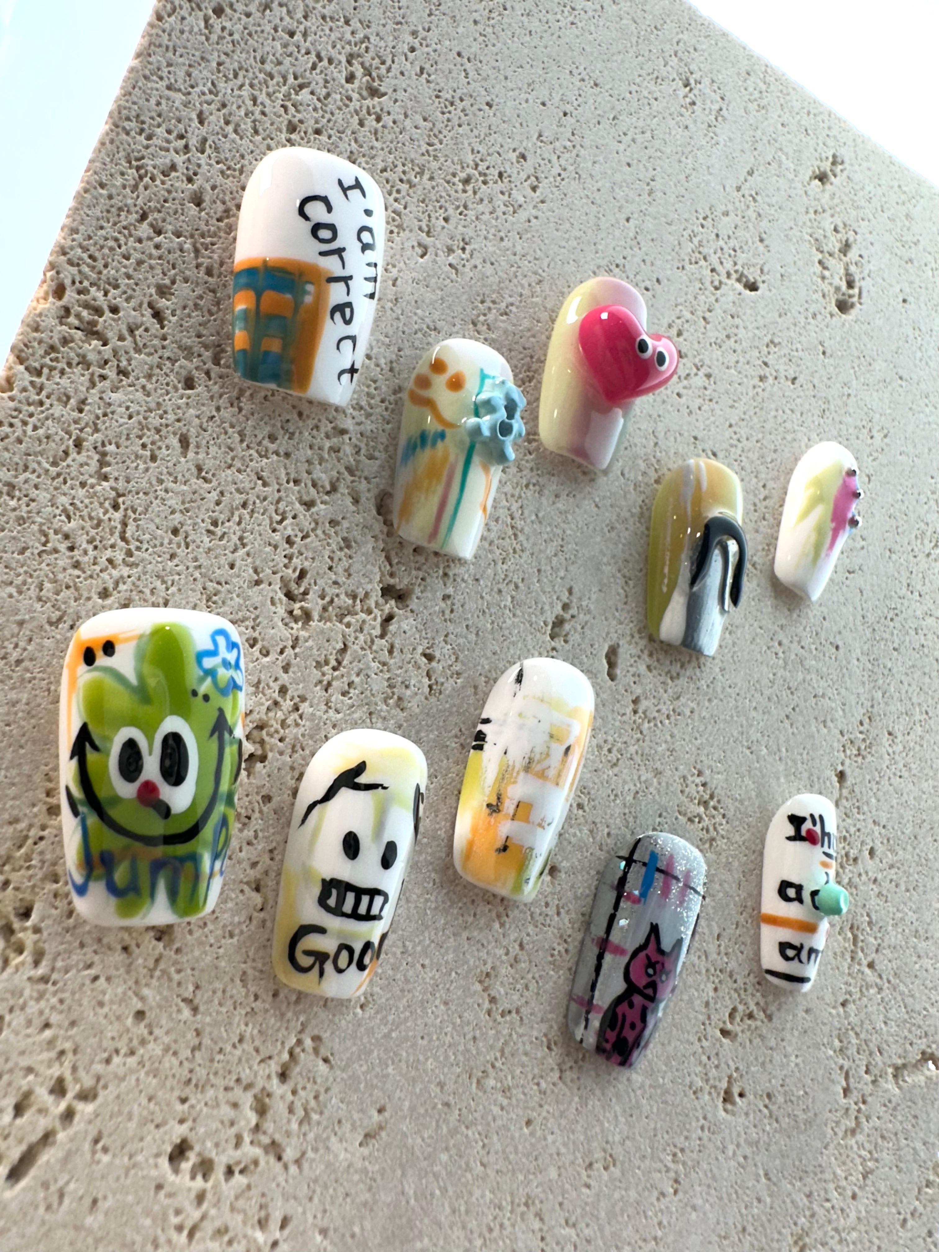 Child Heart Graffiti Press On Nails