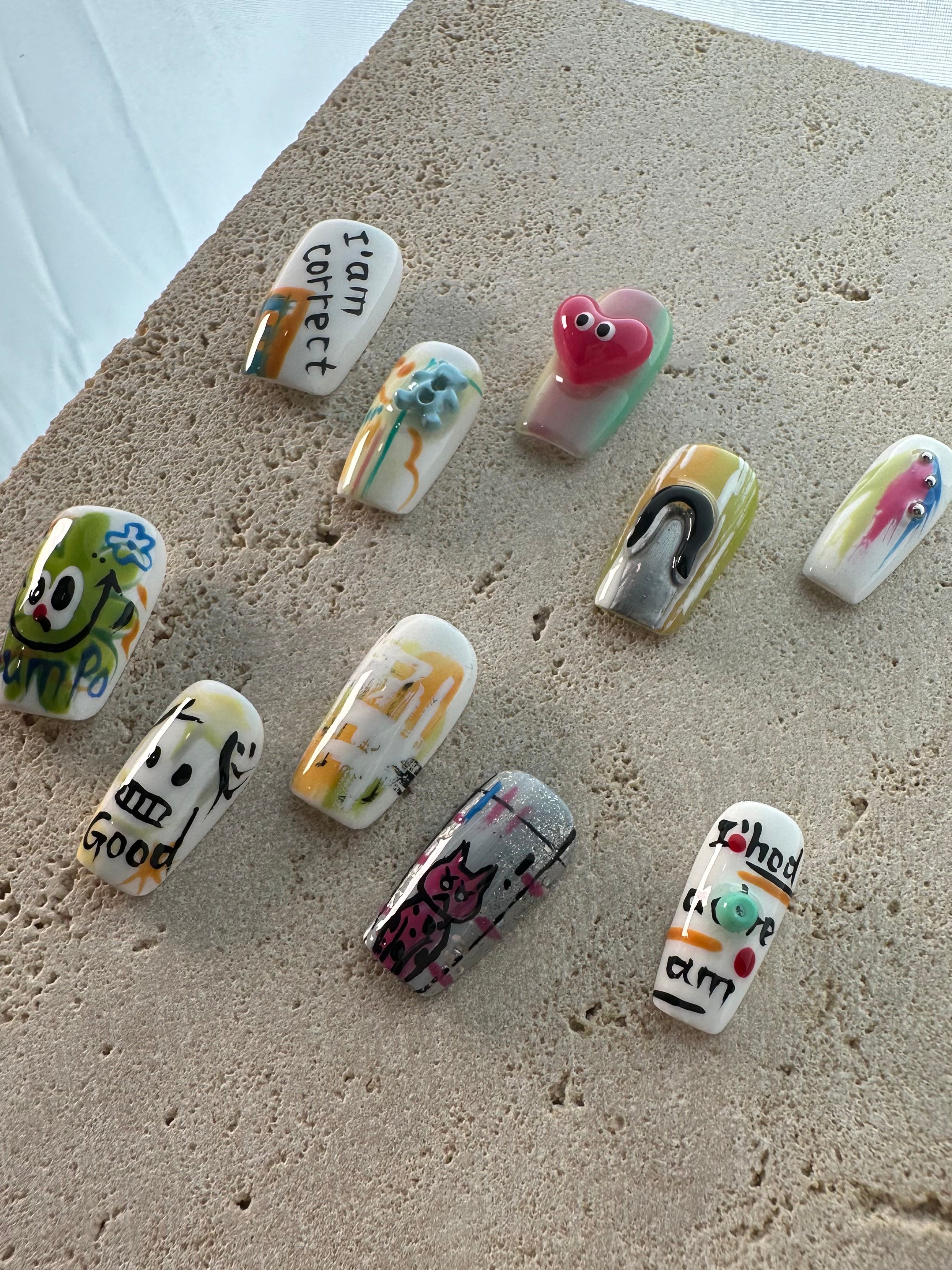 Child Heart Graffiti Press On Nails