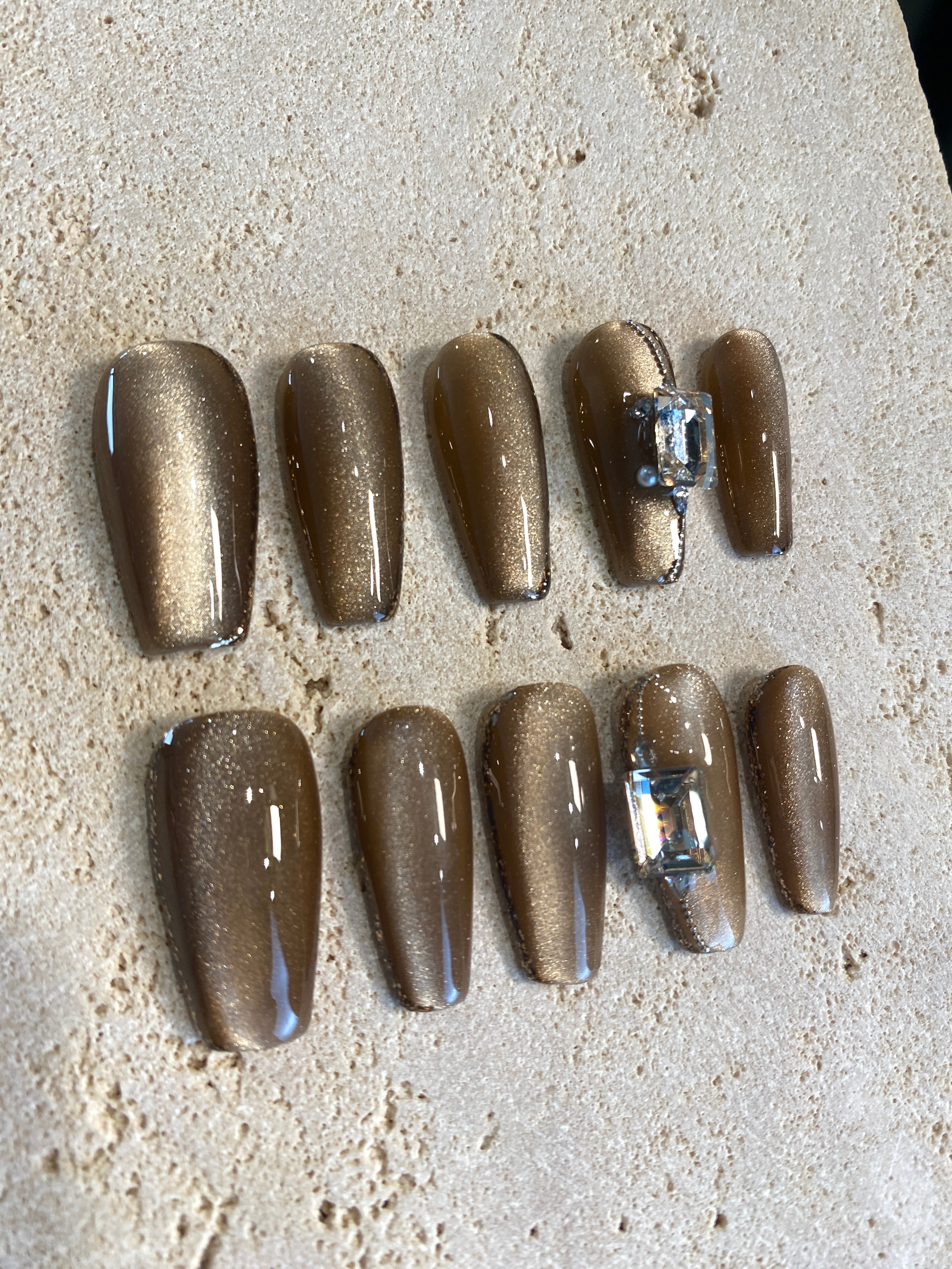 Mocha Cat Eye Press On Nails