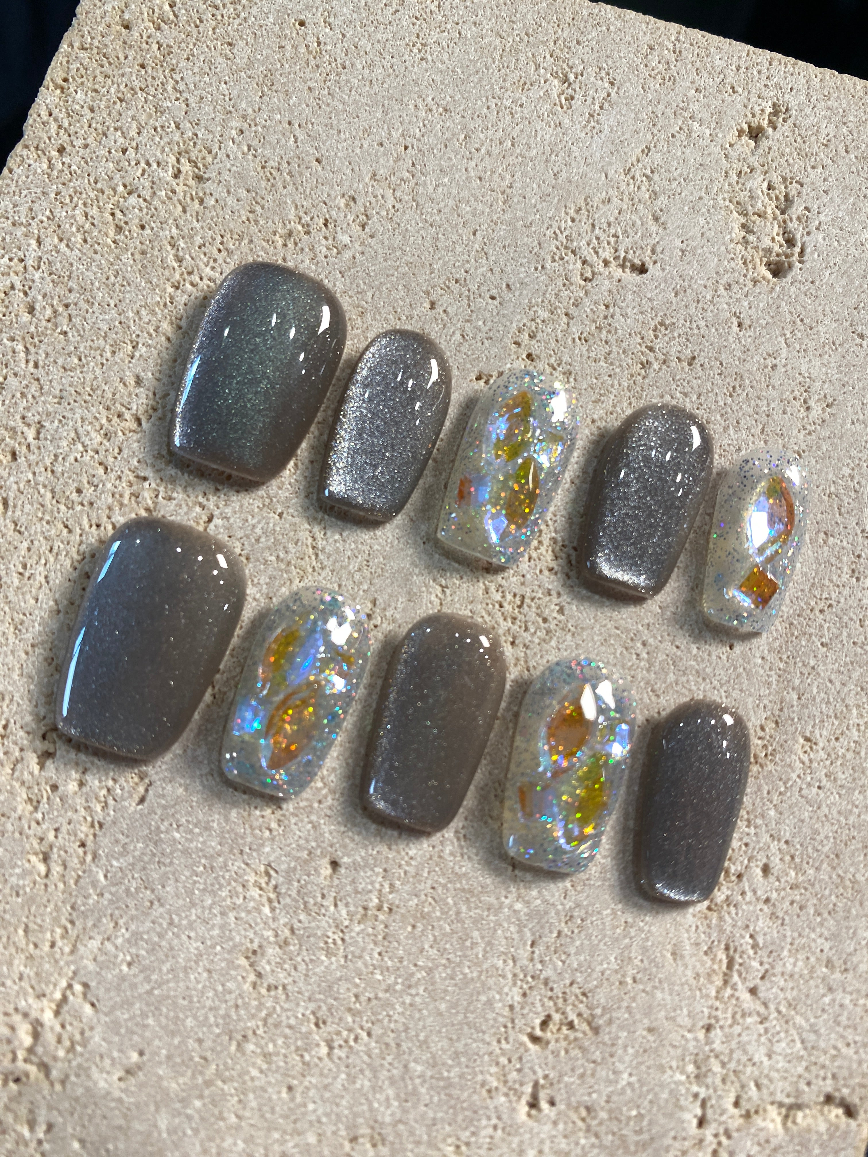 Silver Kiss Glitter Press On Nails