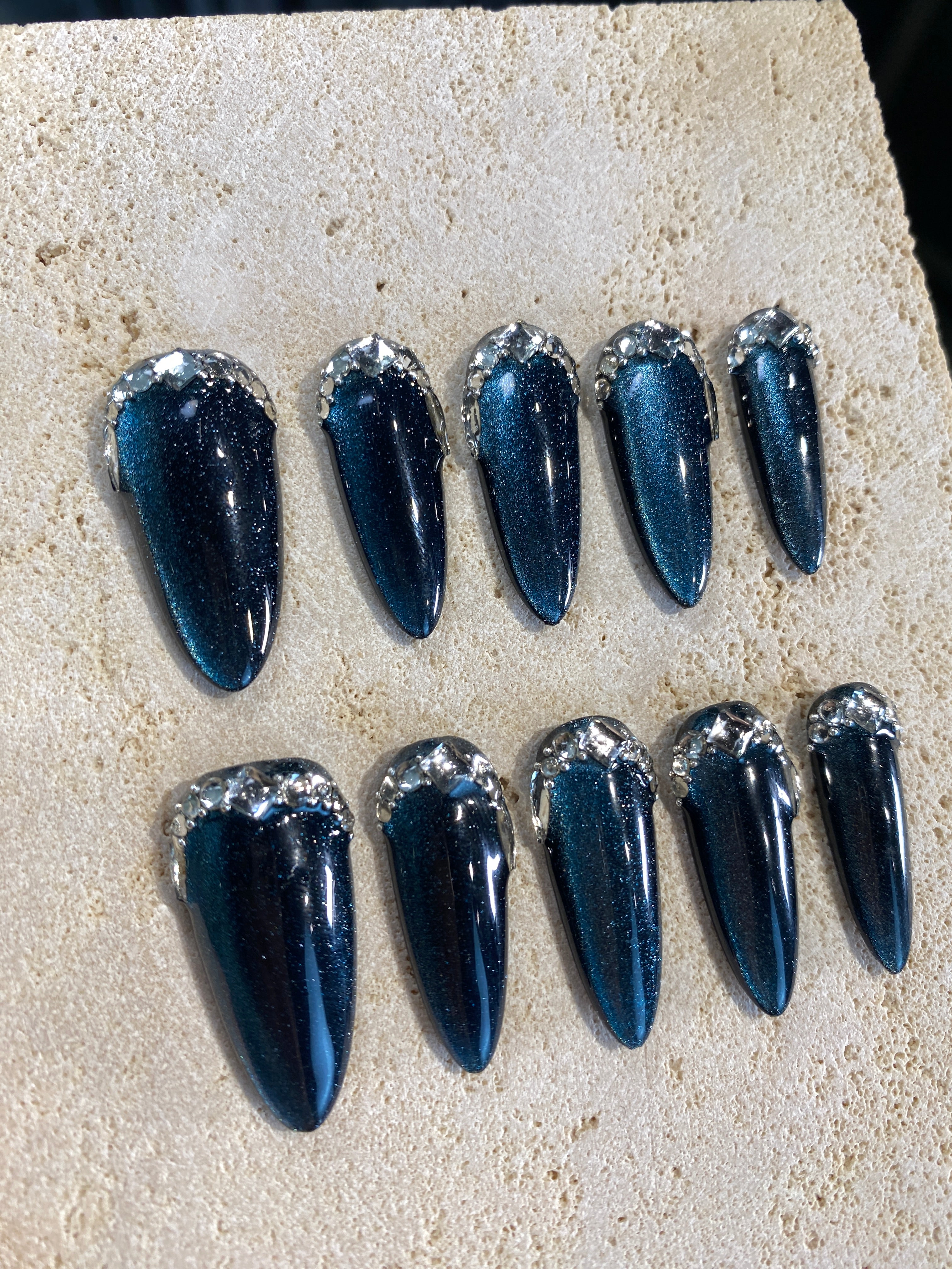 Spicy Dark Blue Press On Nails