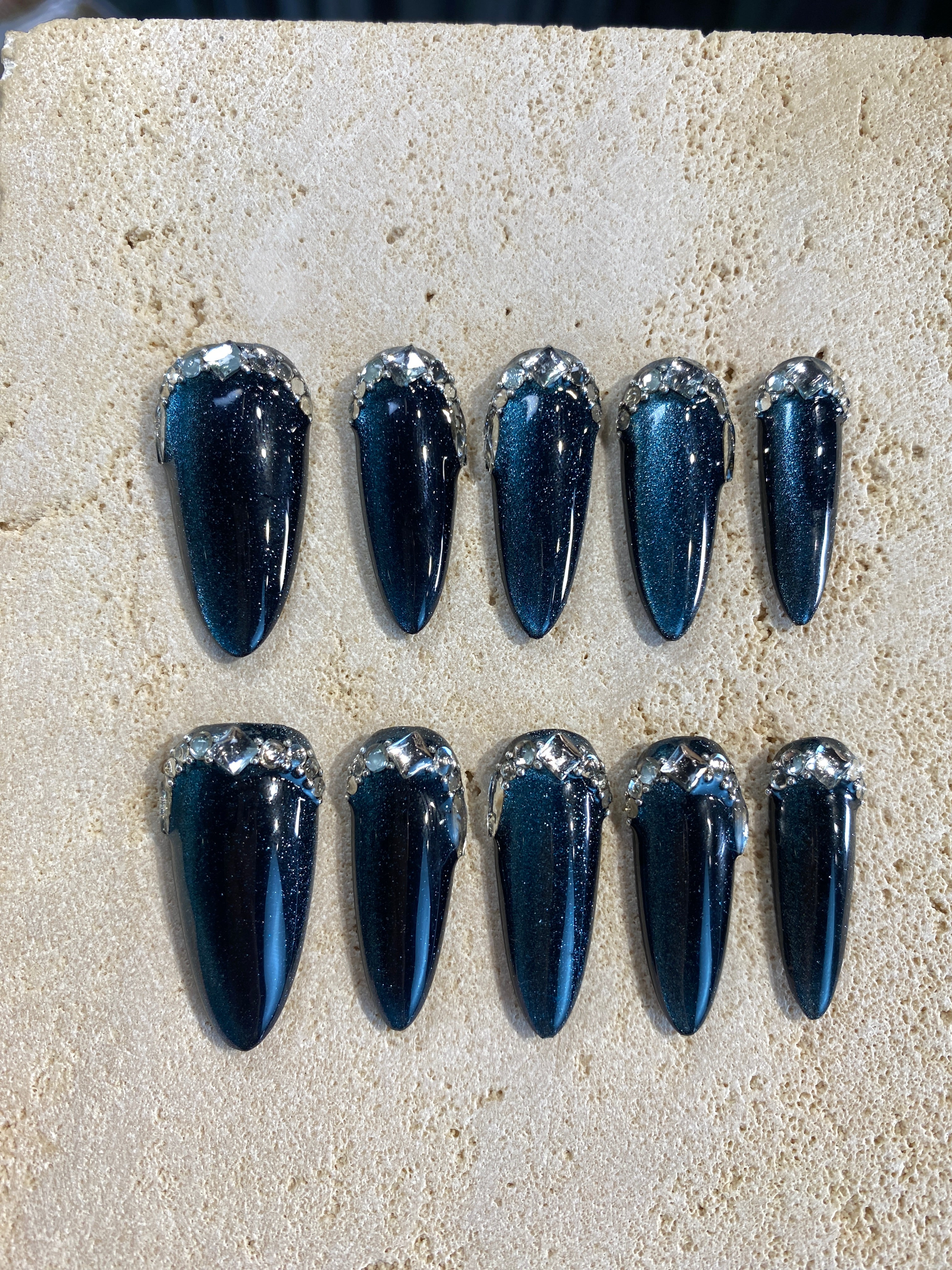 Spicy Dark Blue Press On Nails