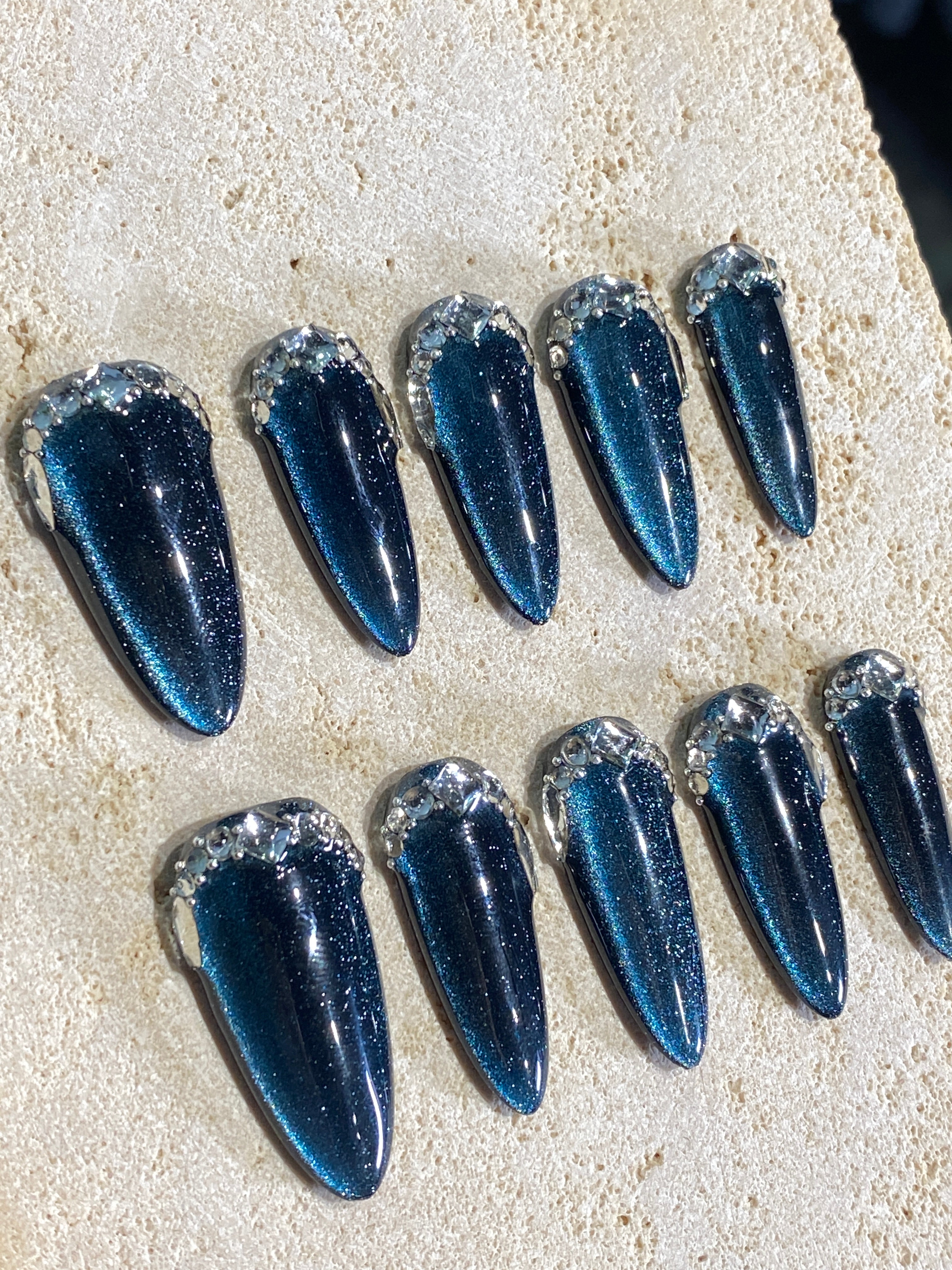 Spicy Dark Blue Press On Nails