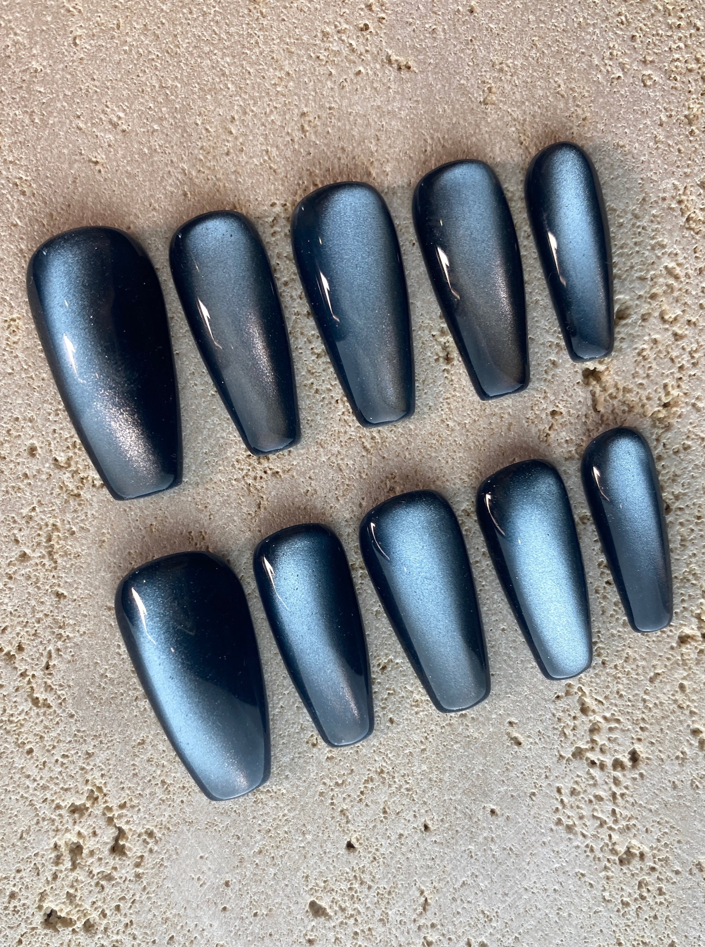 Dark Navy Cat Eye Press On Nails