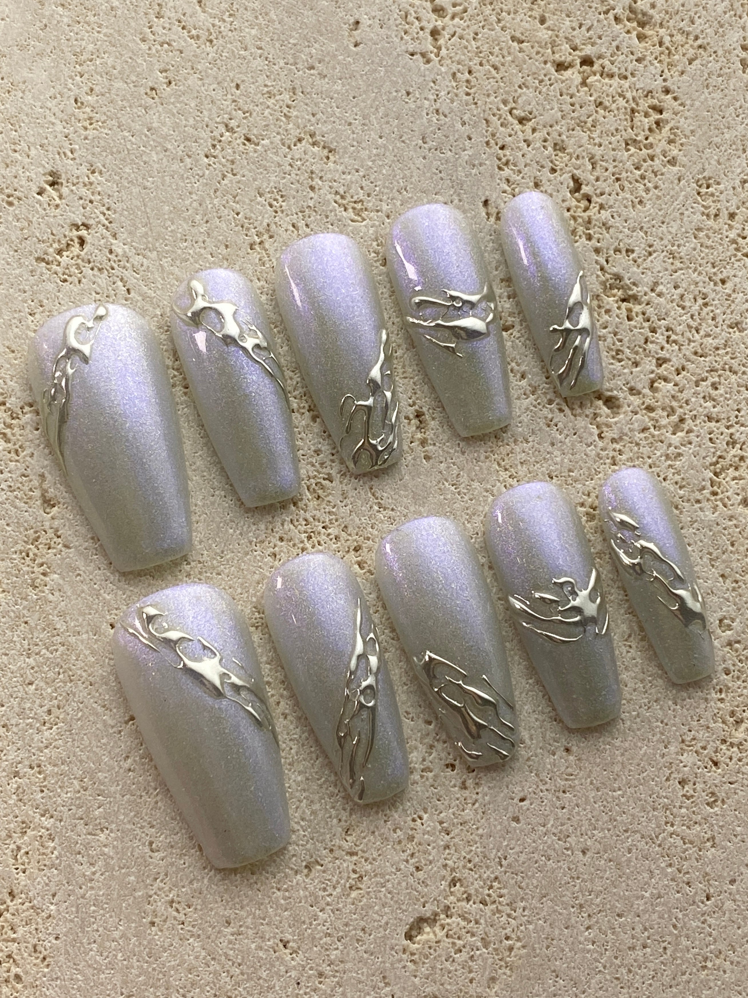 Silver Crush Press On Nails