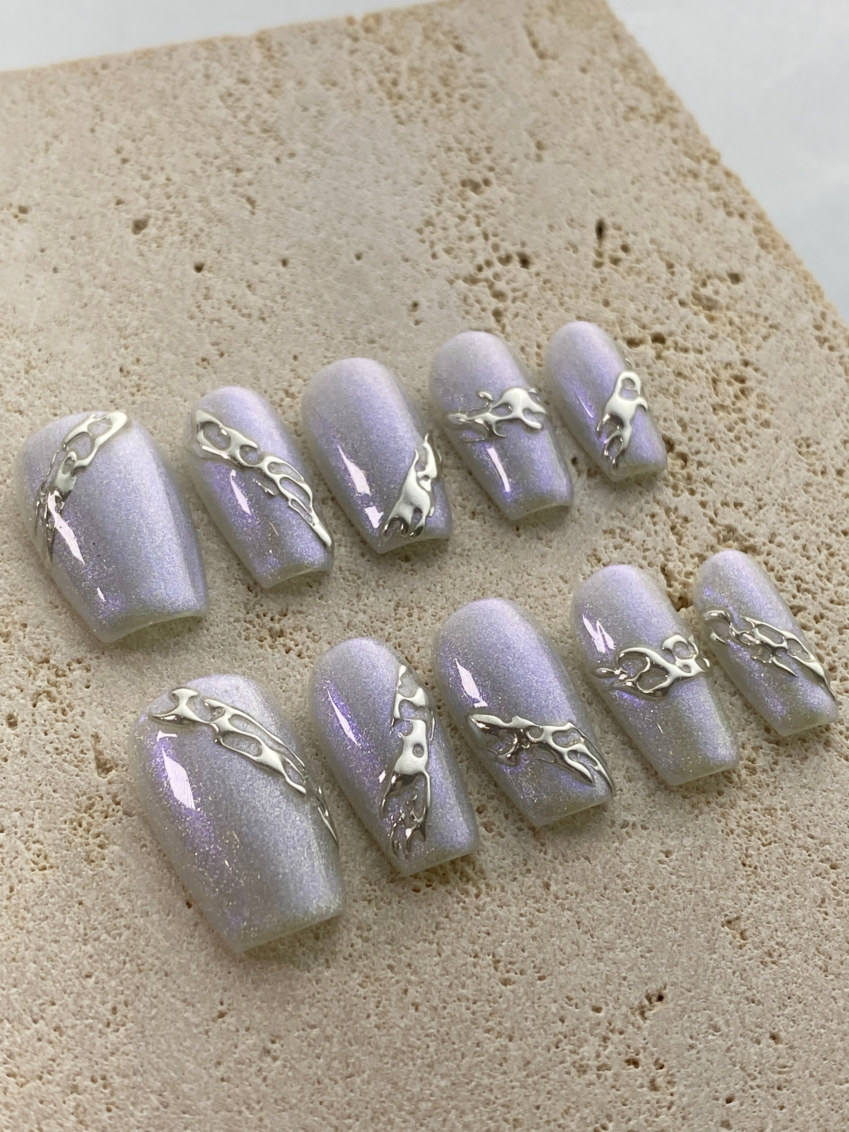 Silver Crush Press On Nails