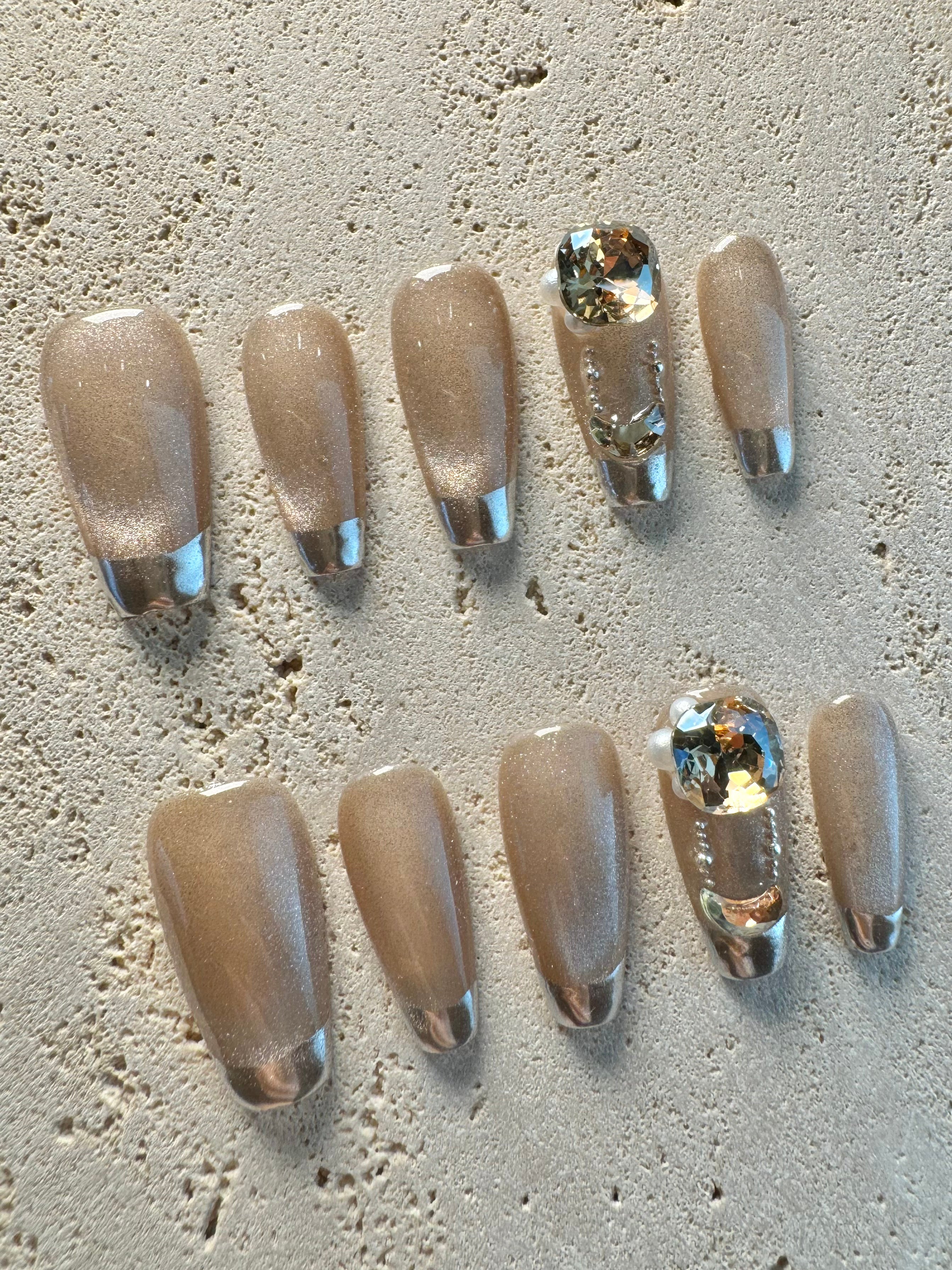 Elegant Chrome Press On Nails